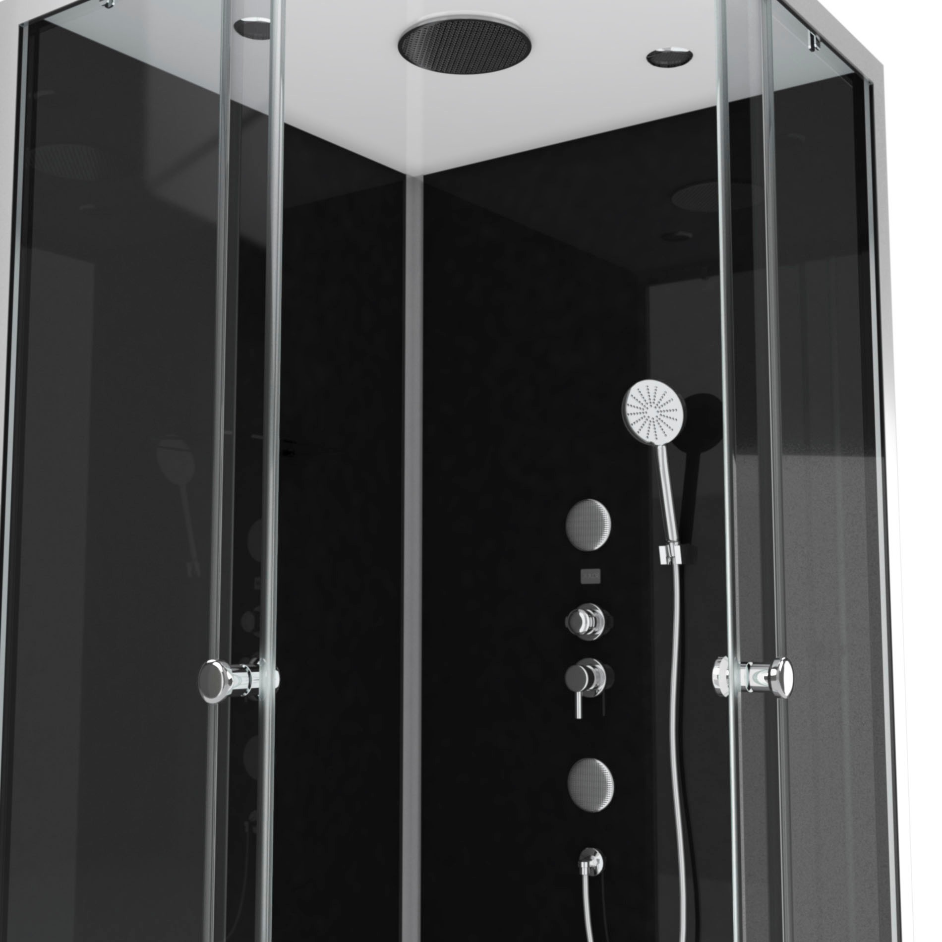 Marwell Komplettdusche »Black Suqare«, 90 x 90 x 210 cm - Eckdusche