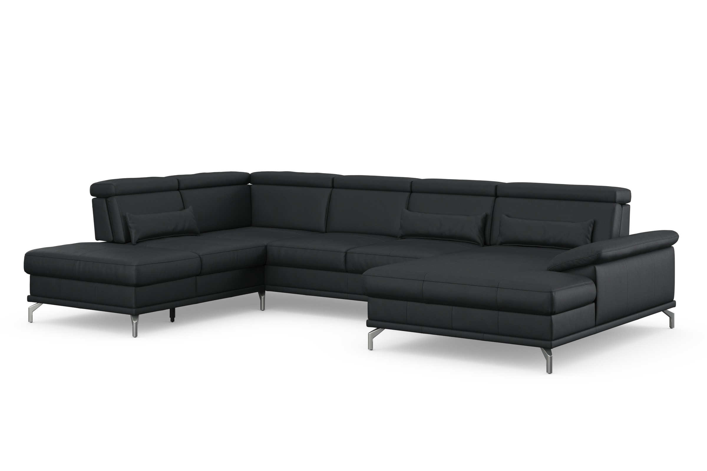 sit&more Wohnlandschaft »Cabrio U-Form, B: 359 cm, mit Sitztiefen-, Arm- & Kopfteilverstellung«, 3 Nierenkissen, Federkern, optional Bettfunktion und Stauraum