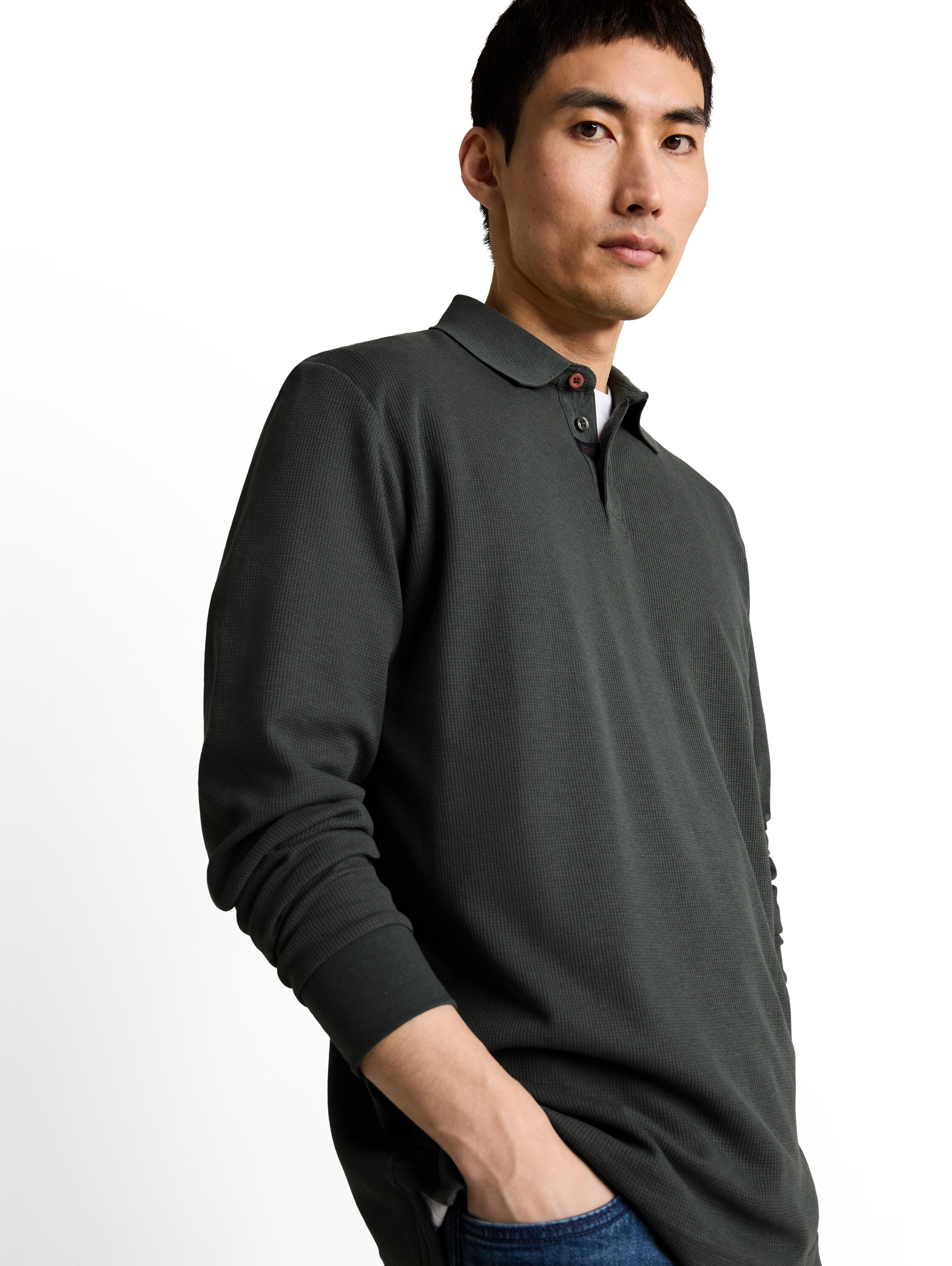 TOM TAILOR Langarm-Poloshirt mit Polokragen und Knopfleiste