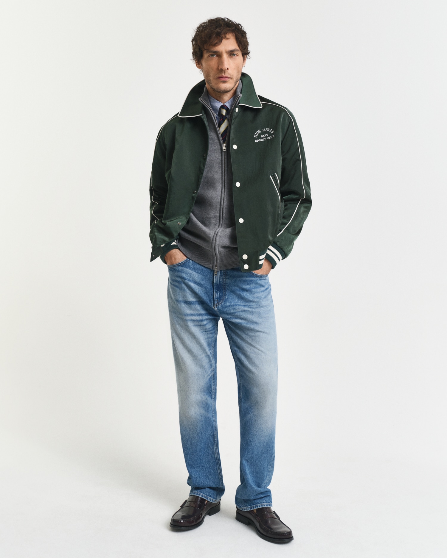 Gant Cardigan »CASUAL COTTON ZIP CARDIGAN« Mit Rippbündchen an Stehkragen, Ärmeln und Saum