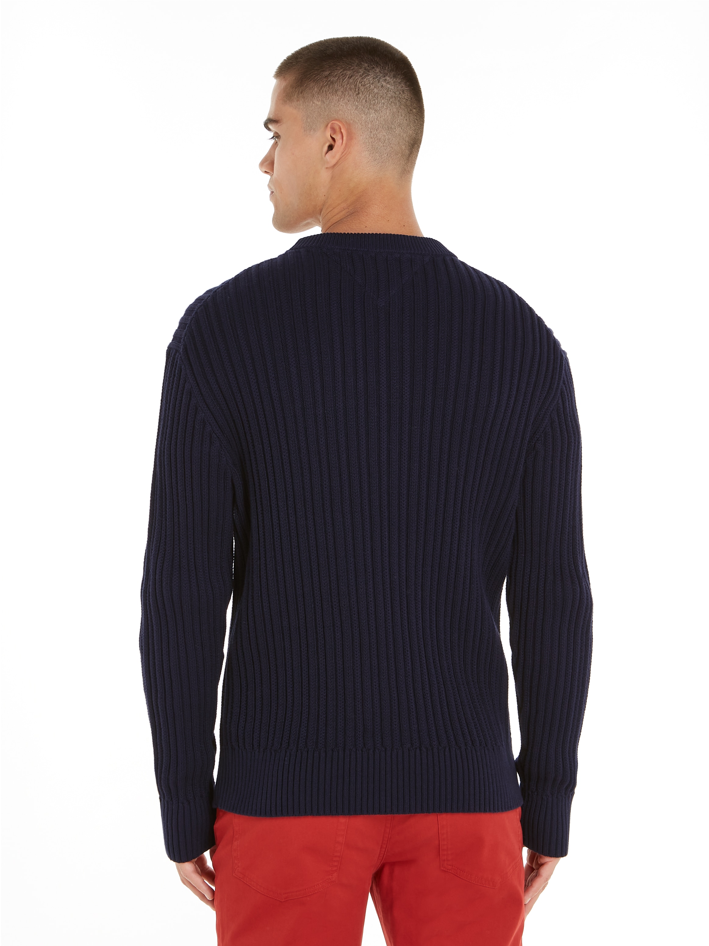 Tommy Hilfiger Rundhalspullover »GLOBAL STRIPE CHUNKY RIB C NK«, mit auffälligem Color Block-Design