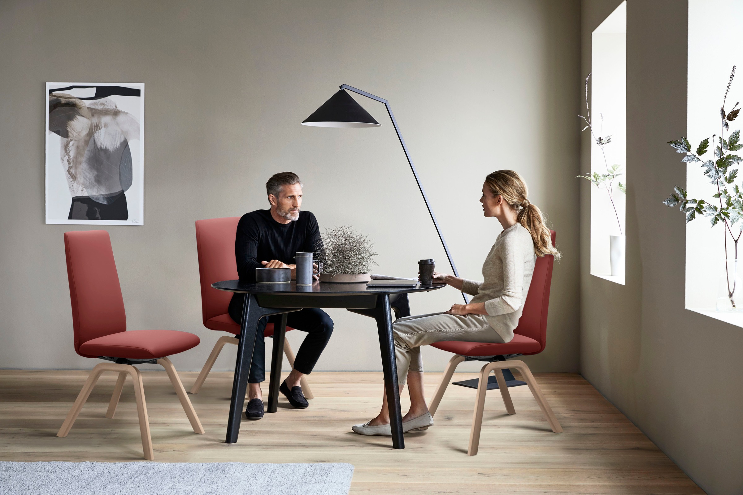 Stressless® Polsterstuhl »Laurel«, Leder PALOMA, High Back, Größe M, mit schräggestellten Beinen in Eiche natur