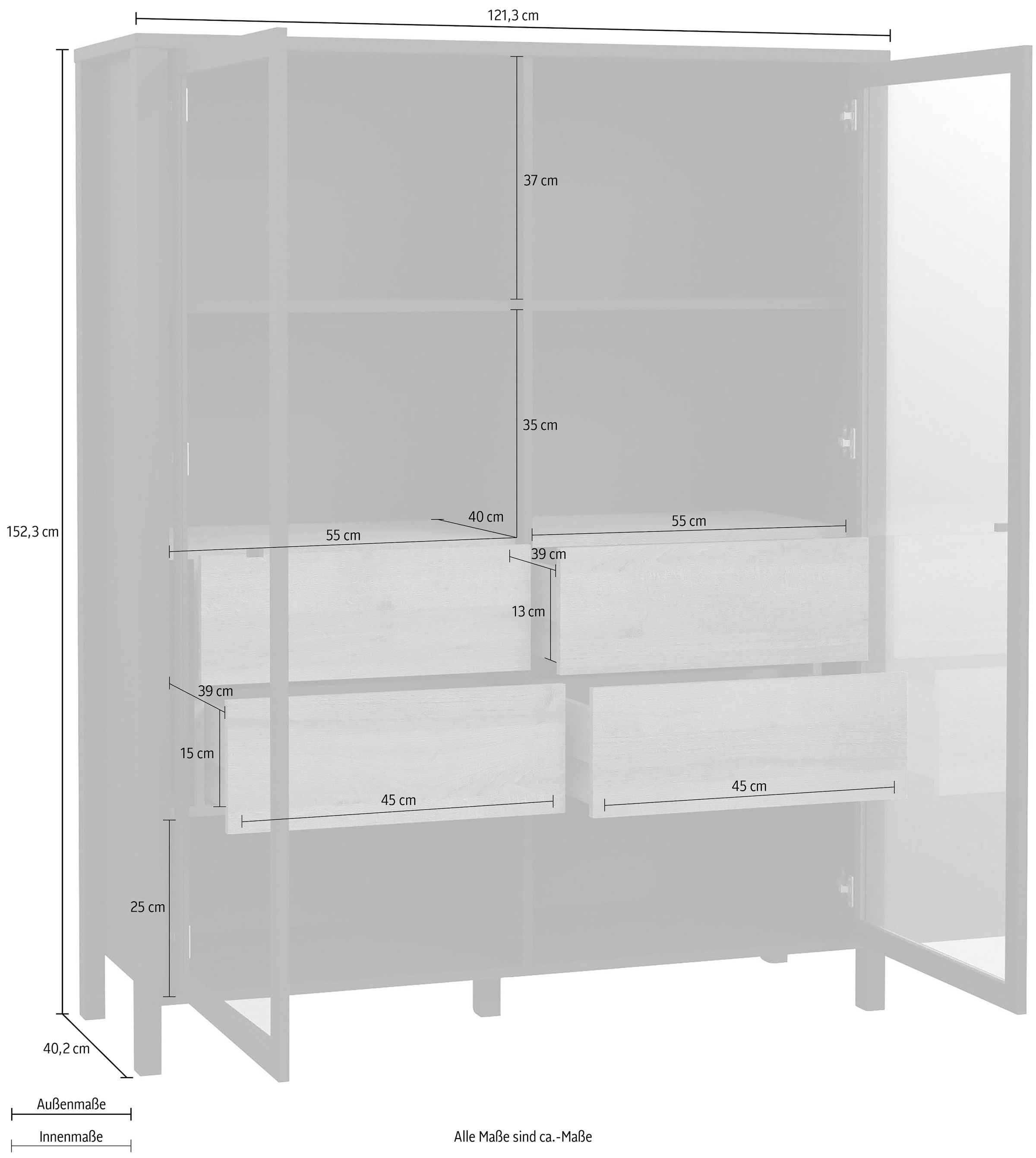 FORTE Highboard »High Rock«, Breite ca. 121 cm