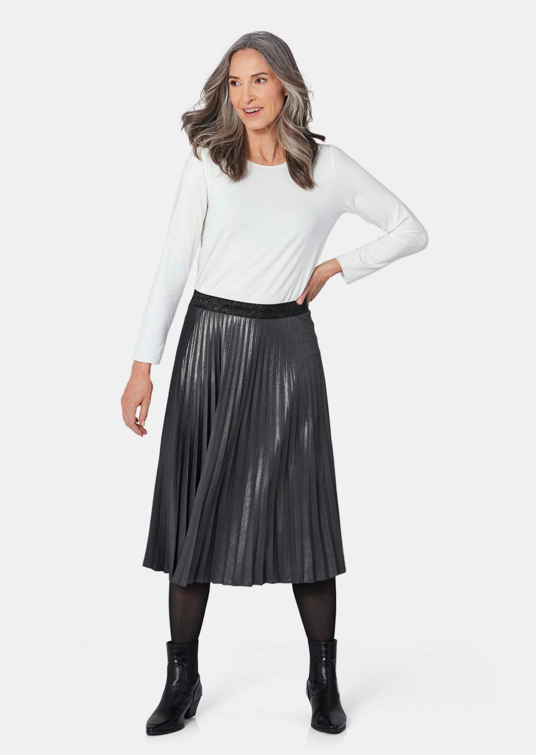 GOLDNER Plisseerock »Plisseerock im Metallic Look«