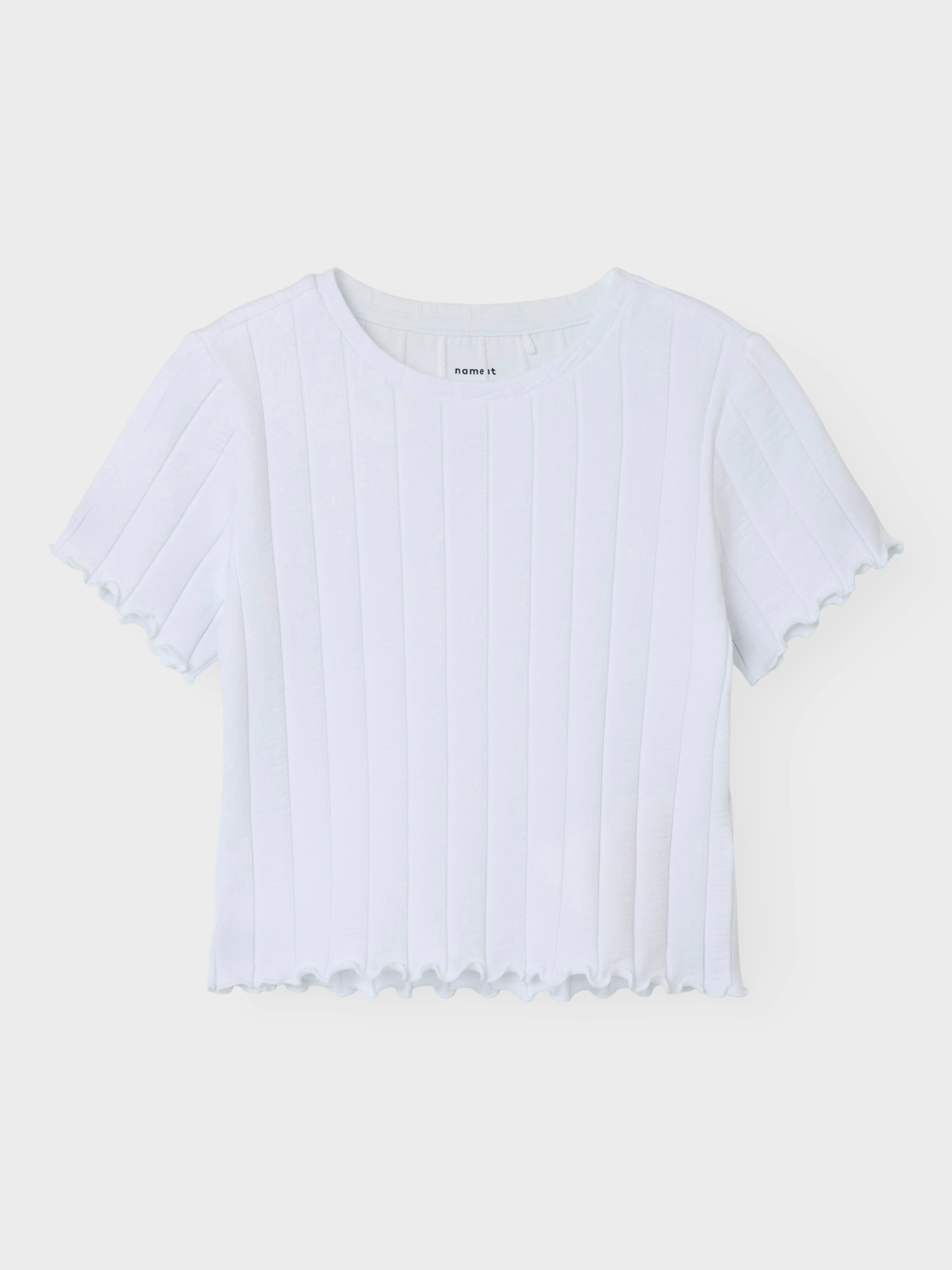 Name It Kurzarmshirt »NKFNORALINA SS CROP TOP NOOS« Baumwollmischung mit Stretch, gewellte Abschlüsse