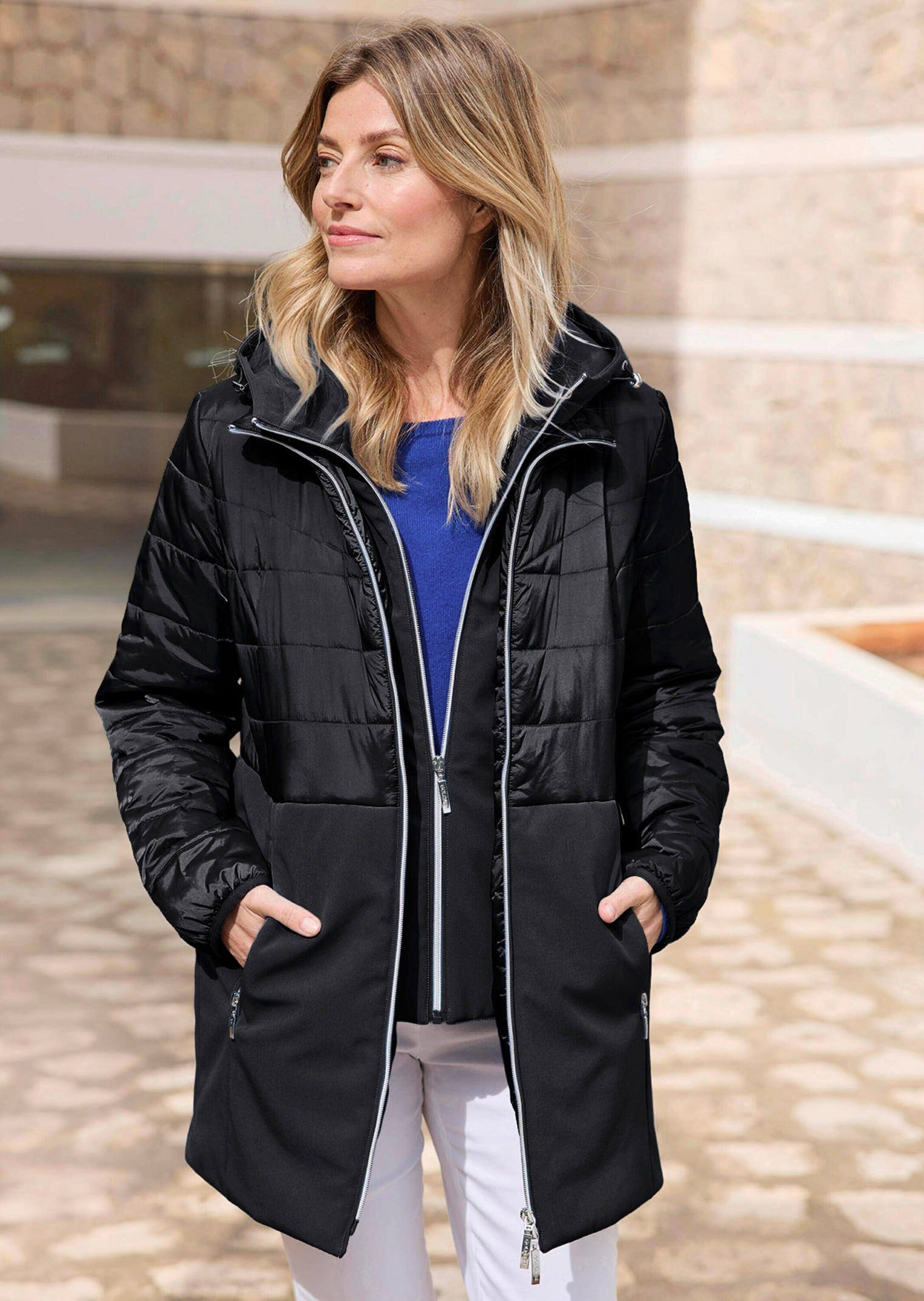 GOLDNER Langmantel »Steppmantel mit Softshell-Einsatz«