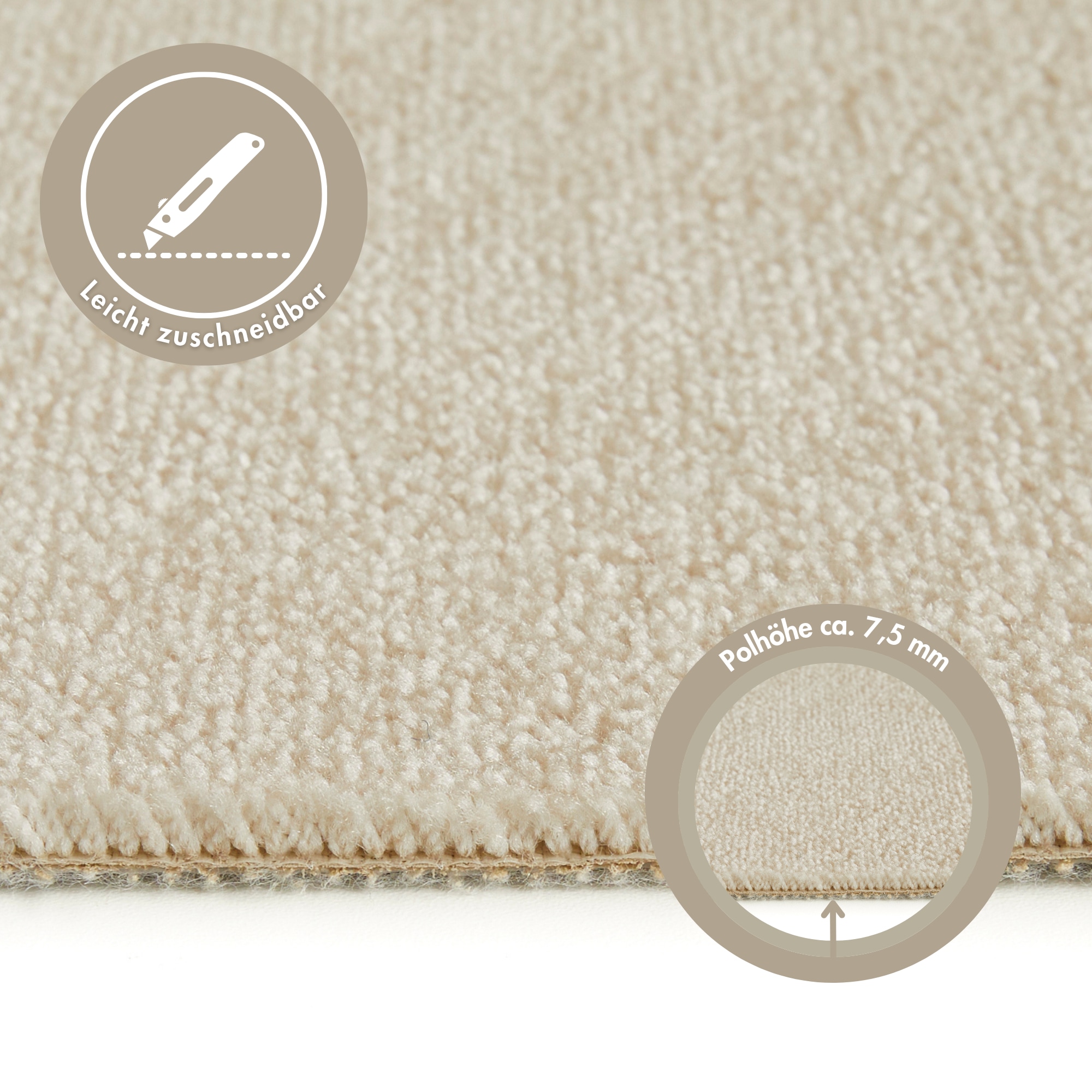 Andiamo Teppichboden »Levin, Velours, Gesamthöhe 10 mm, Made in Belgium« rechteckig Uni Farben, Breite 400 cm oder 500 cm, weiche Qualität