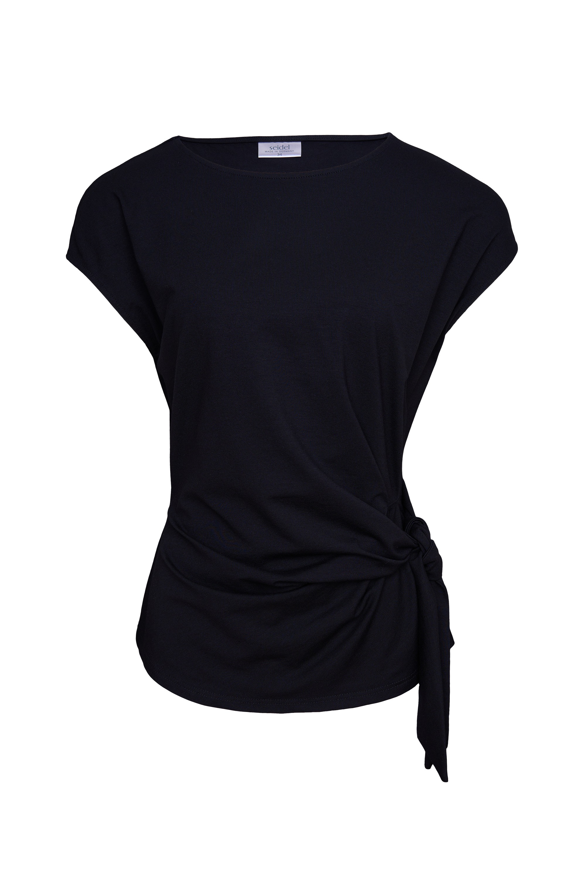 Seidel Moden Kurzarmshirt Rundhals-Shirt mit Knoten-Detail an der Seite - MADE IN GERMANY