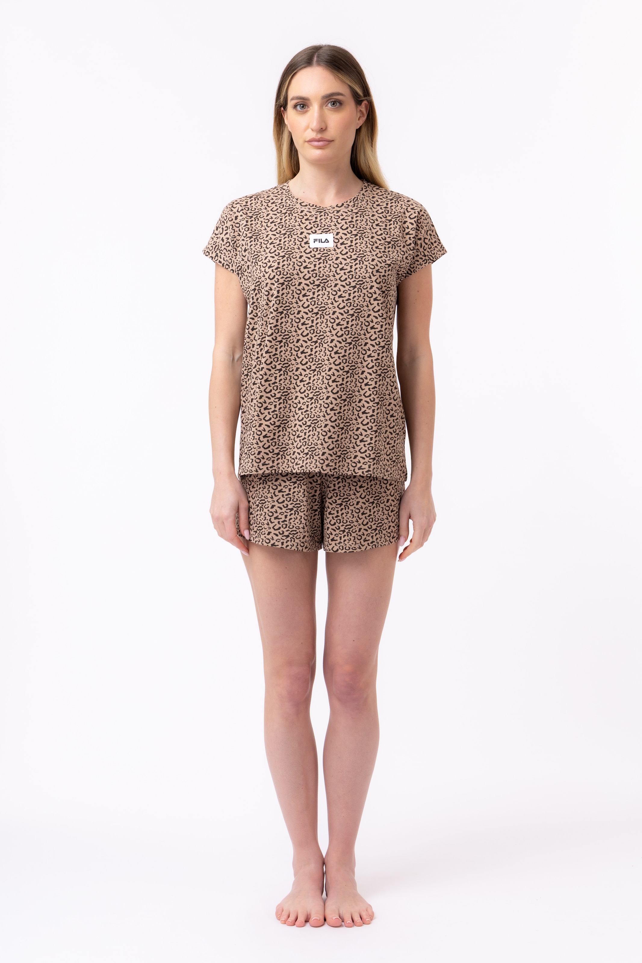 Fila Shorty 2 im Animal-Look, Baumwolle, Kurzarm