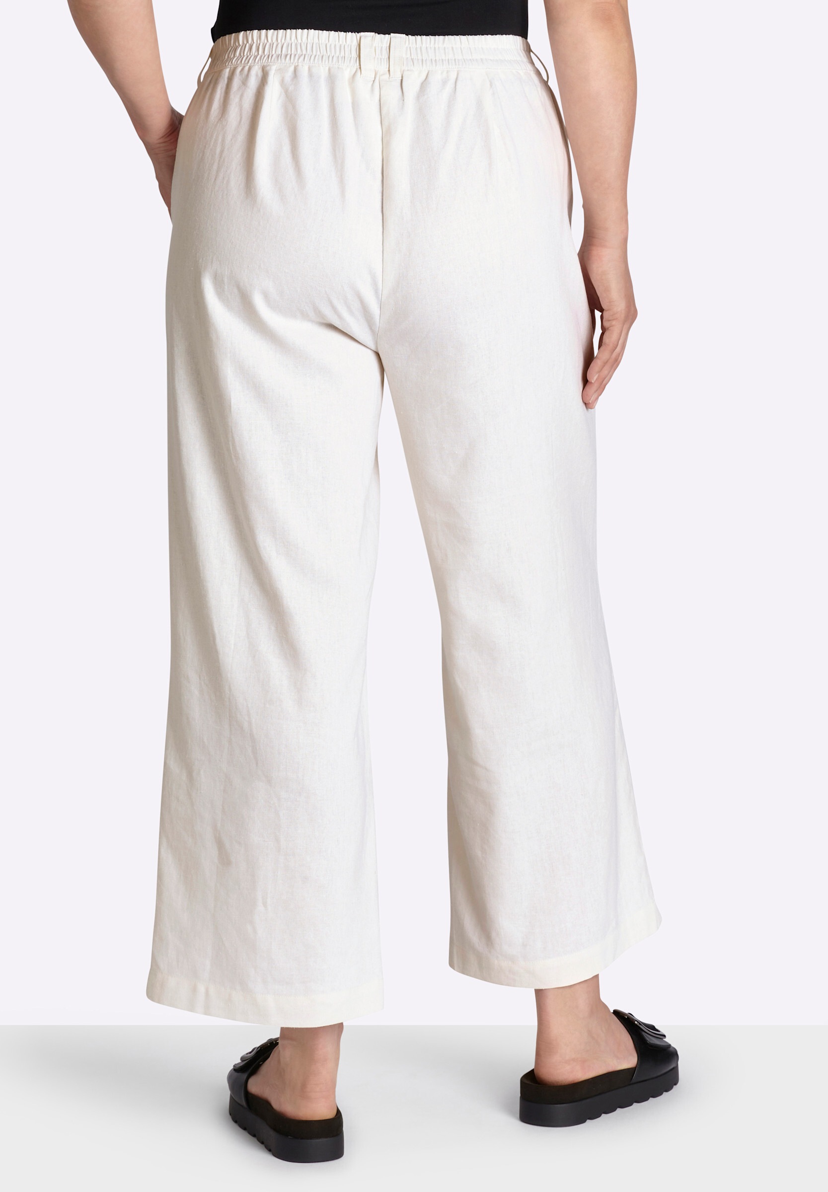 Sheego Stoffhose »Leinenhose Leinenhose mit Pailletten an den Taschen«
