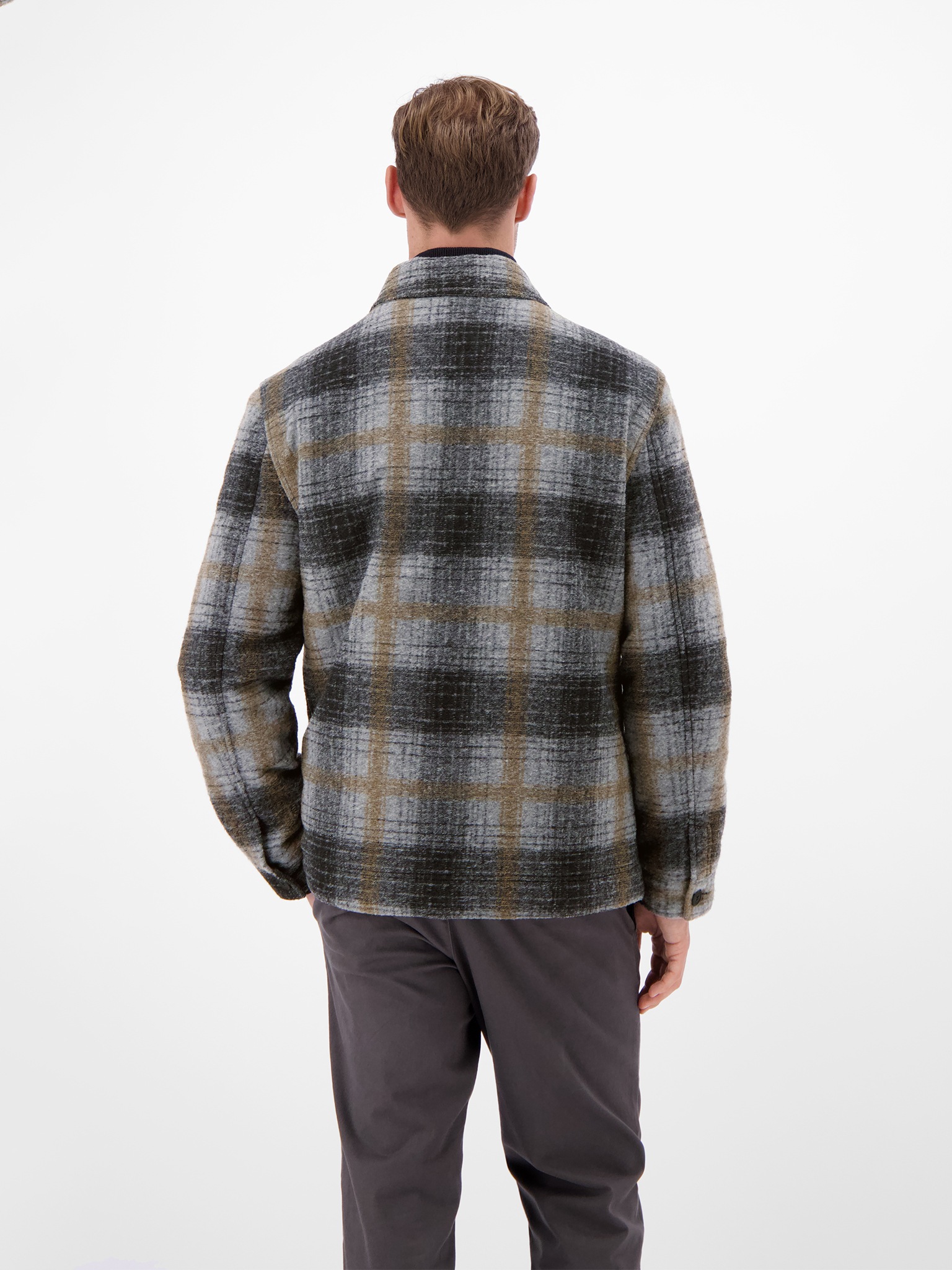 LERROS Blusenjacke ohne Kapuze Overshirt kariert, mit Reißverschluss