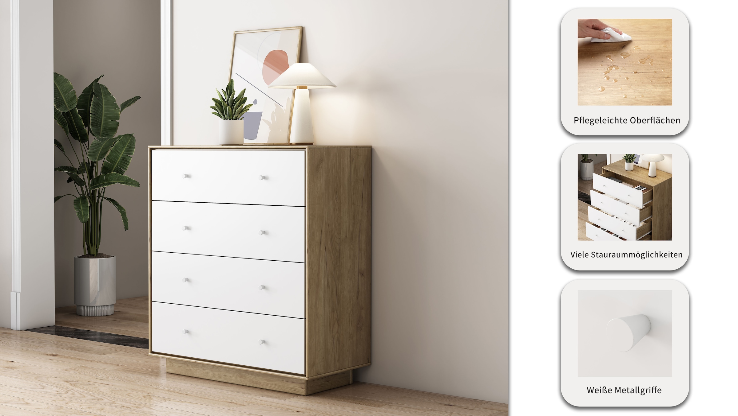 OTTO home Kommode »Blaire« kratzfeste Melaminoberfläche, ABS-Kanten und FSC-zertifiziertem Holz