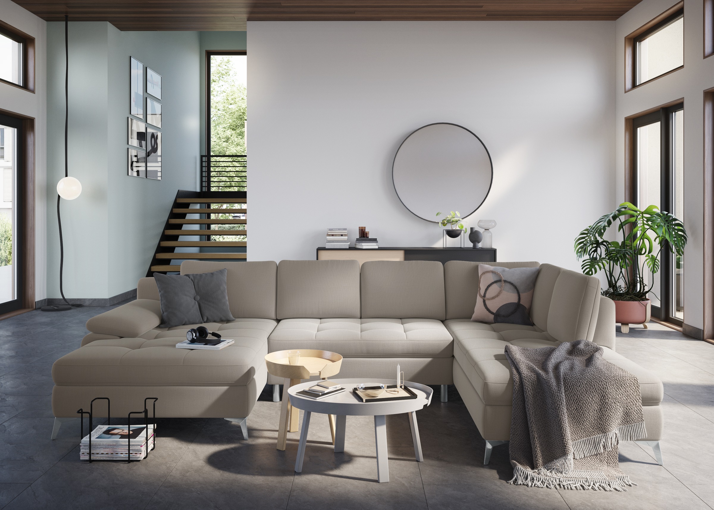 sit&more Wohnlandschaft »Latigo U-Form«, mit Recamiere, wahlweise mit Bettfunktion und Bettkasten