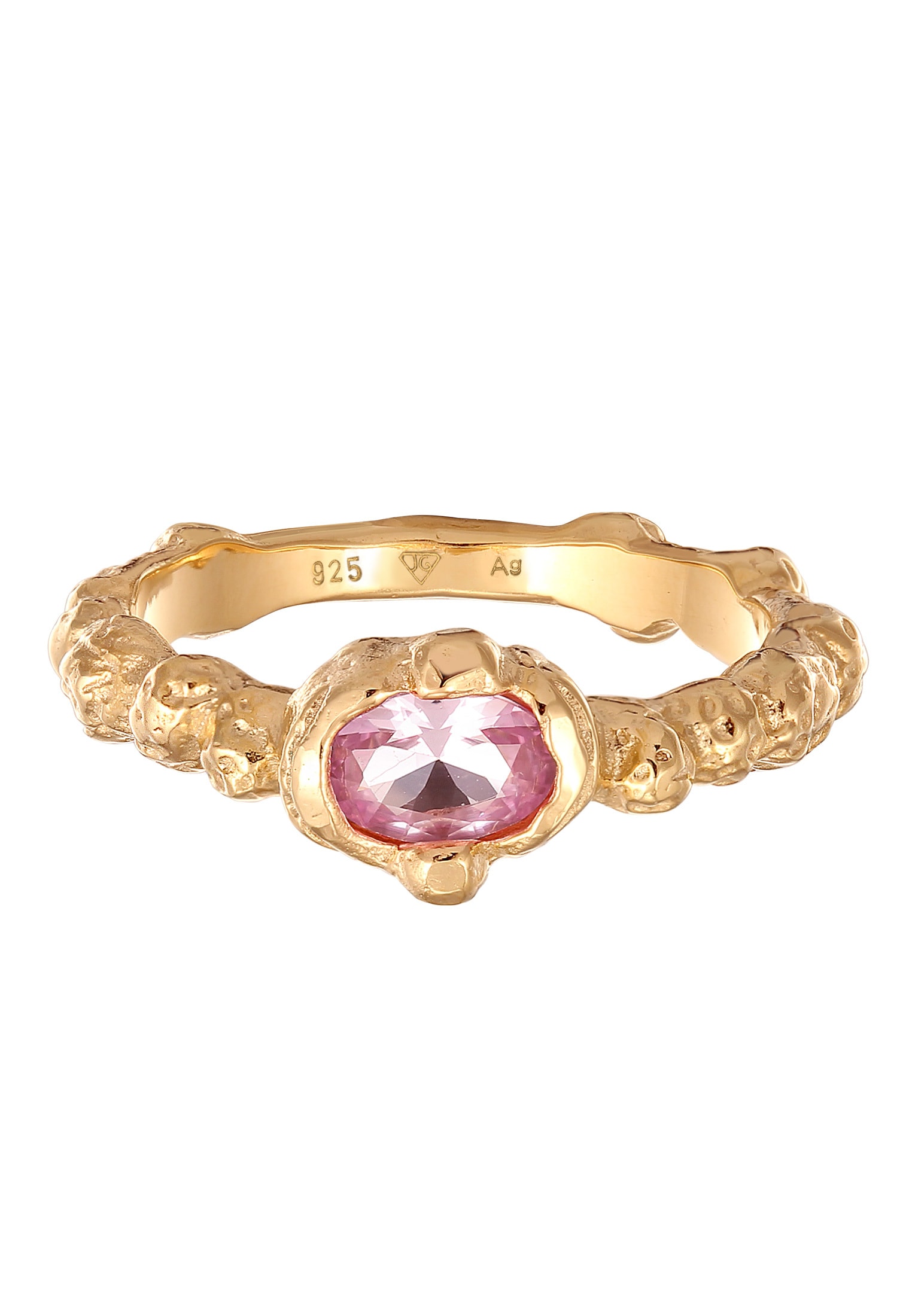 HAZE & GLORY Silberring »Ring Synthetischer Saphir Pink 925 Sterling Silber vergoldet«