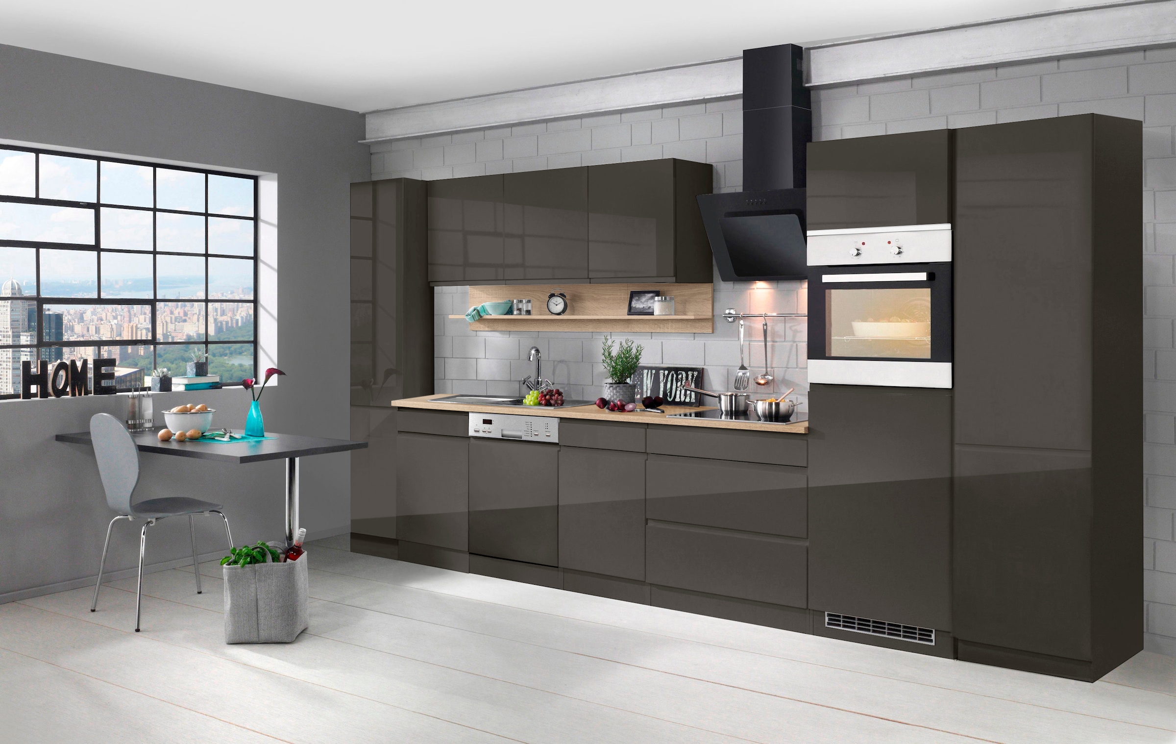 KOCHSTATION Küchenzeile »KS-Virginia«, Breite 390 cm, mit Glaskeramik-oder Induktionskochfeld