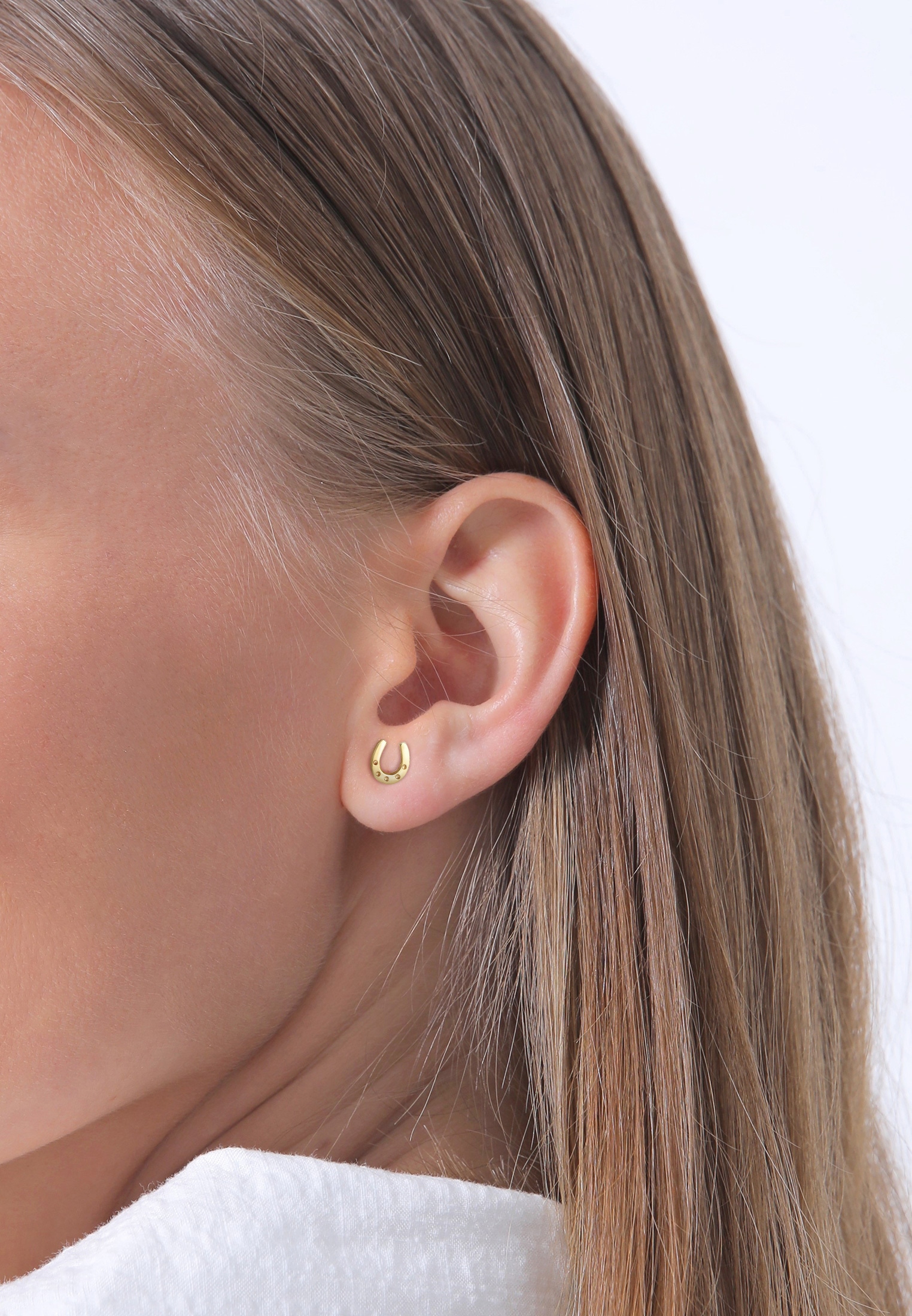 Elli Premium Paar Ohrstecker »Ohrringe Ohrstecker Hufeisen 585 Gelbgold«