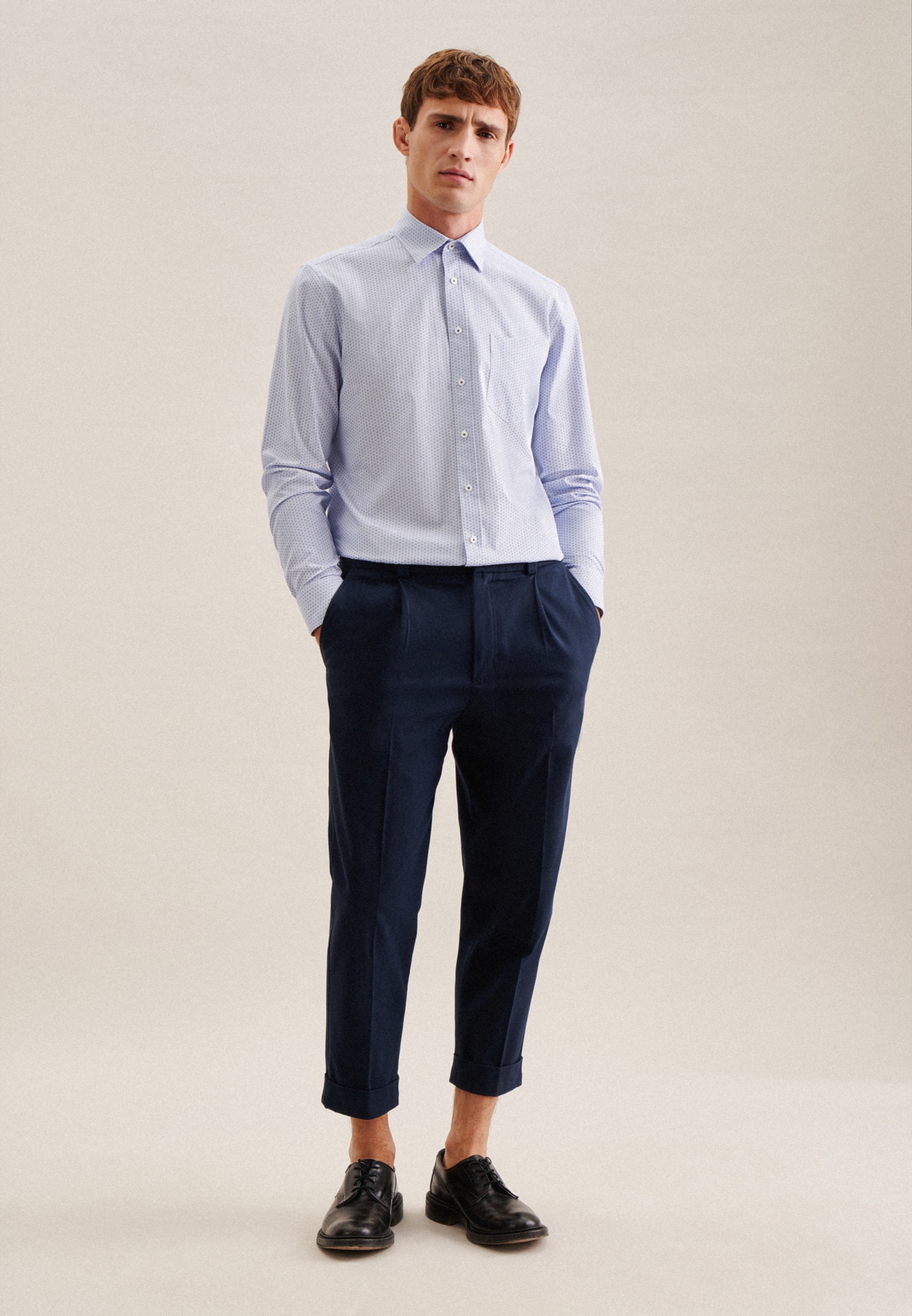 seidensticker Businesshemd »Regular«, Regular Langarm Covered-Button-Down-Kragen Druck