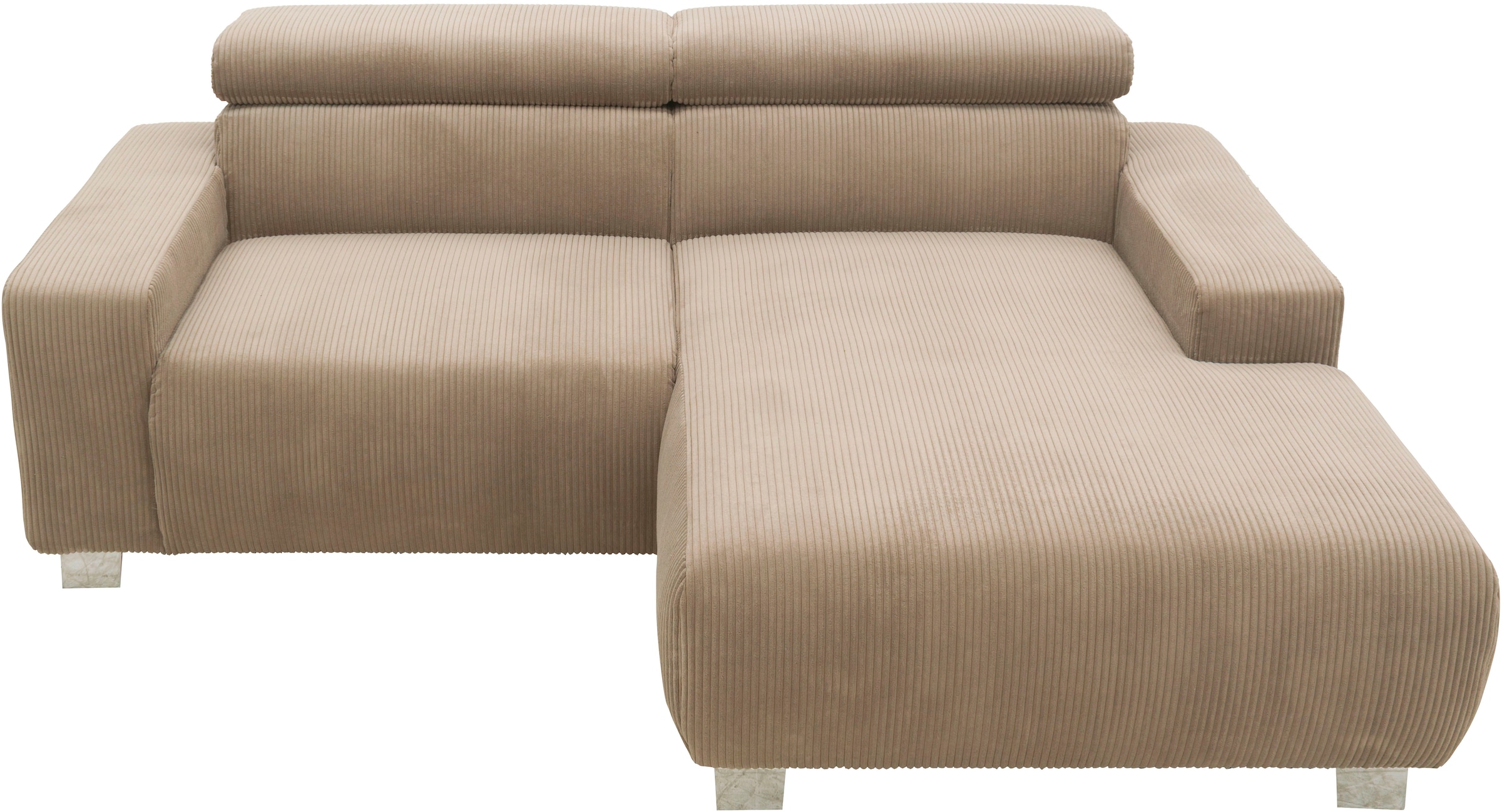 DOMO collection Ecksofa »100030 inkl. Kopfteilverstellung, guter Sitzkomfort, Cordbezug, L-Form« mit komfortabler Wellenunterfederung, ideal für kleine Räume
