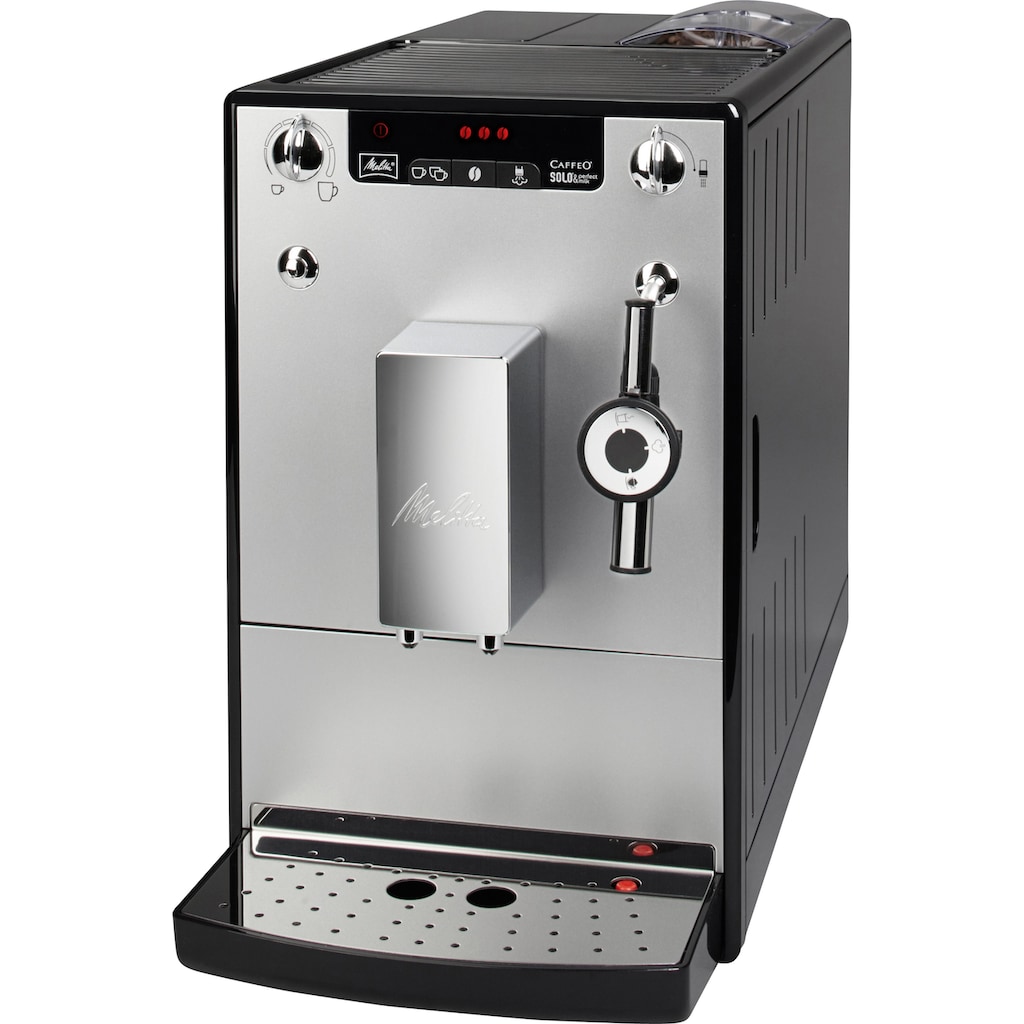 Melitta Kaffeevollautomat »Solo® & Perfect Milk E957-203, silber/schwarz«, Café crème&Espresso per One Touch, Milchsch&heiße Milch per Drehregler