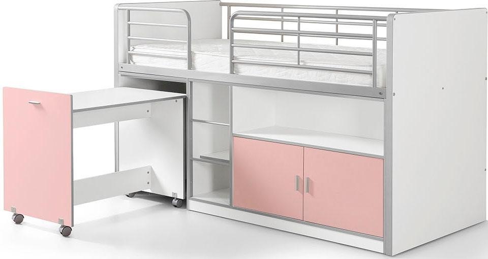 Vipack Hochbett »Bonn«, (Made in Europe), mit Schrank und Schreibtisch auf Rollen