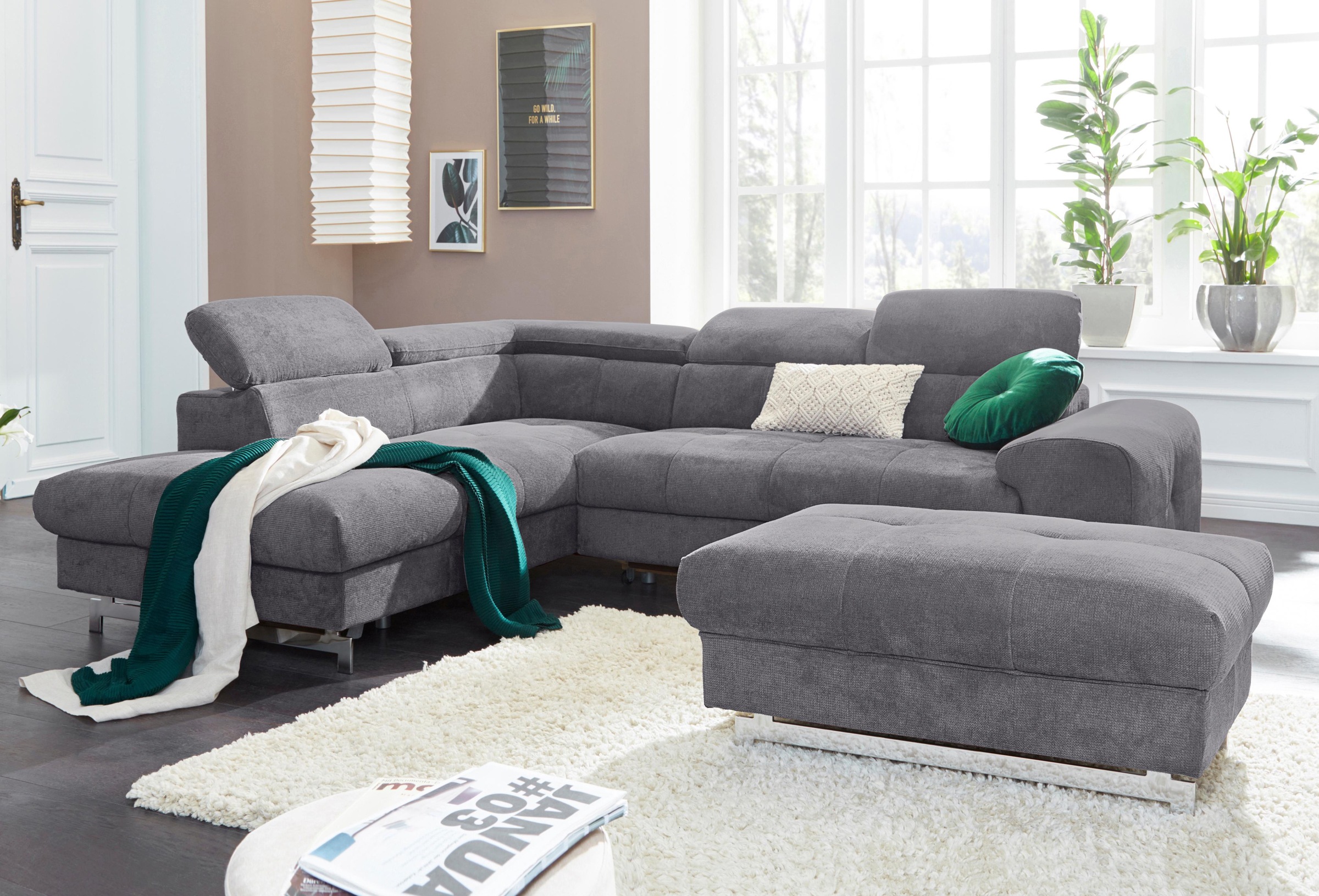 COTTA Ecksofa »Chef L-Form« mit Kopfteilverstellung, wahlweise mit Bettfunktion & Bettkasten
