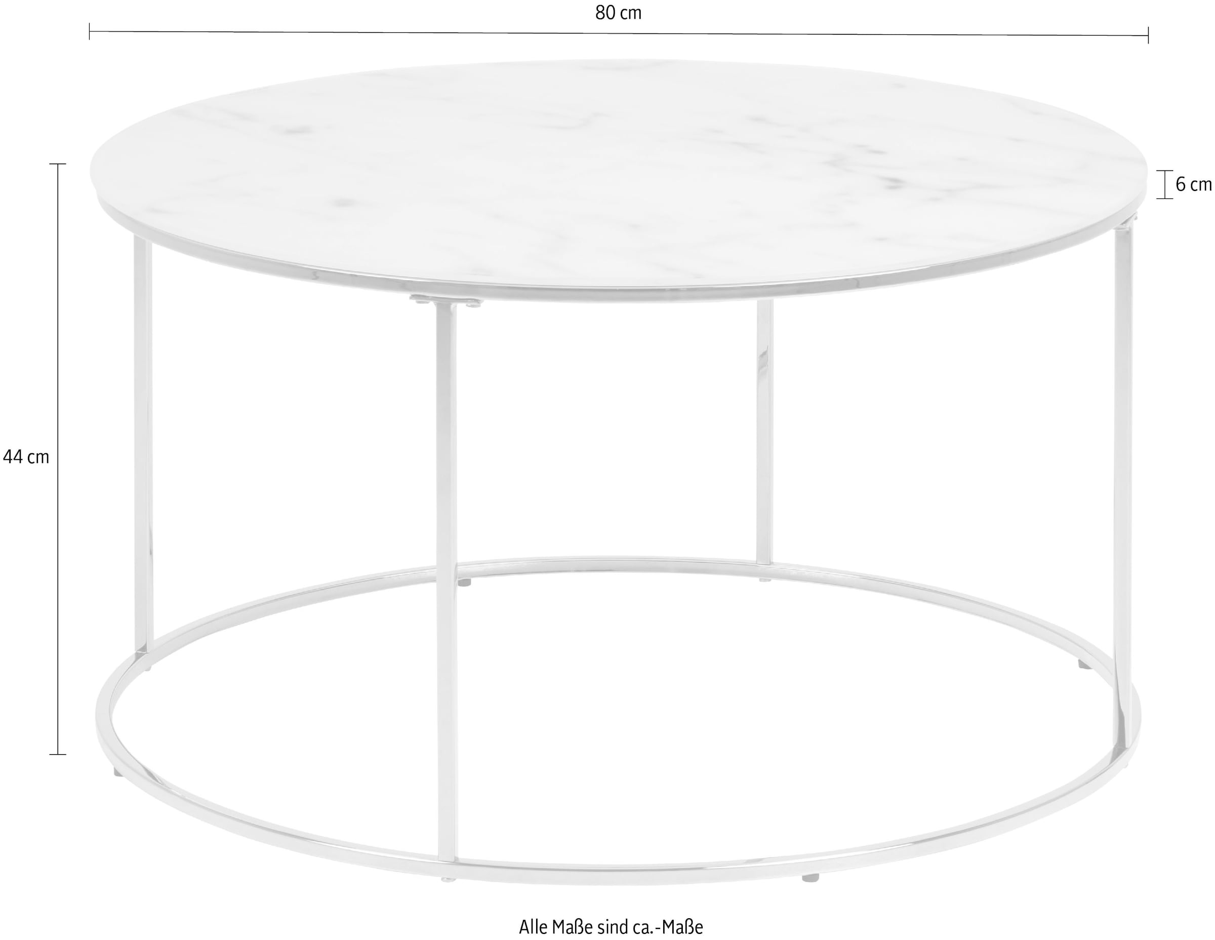 ACTONA GROUP Couchtisch, (1 Tisch), Rund Ø80, Glas mit Marmoroptik