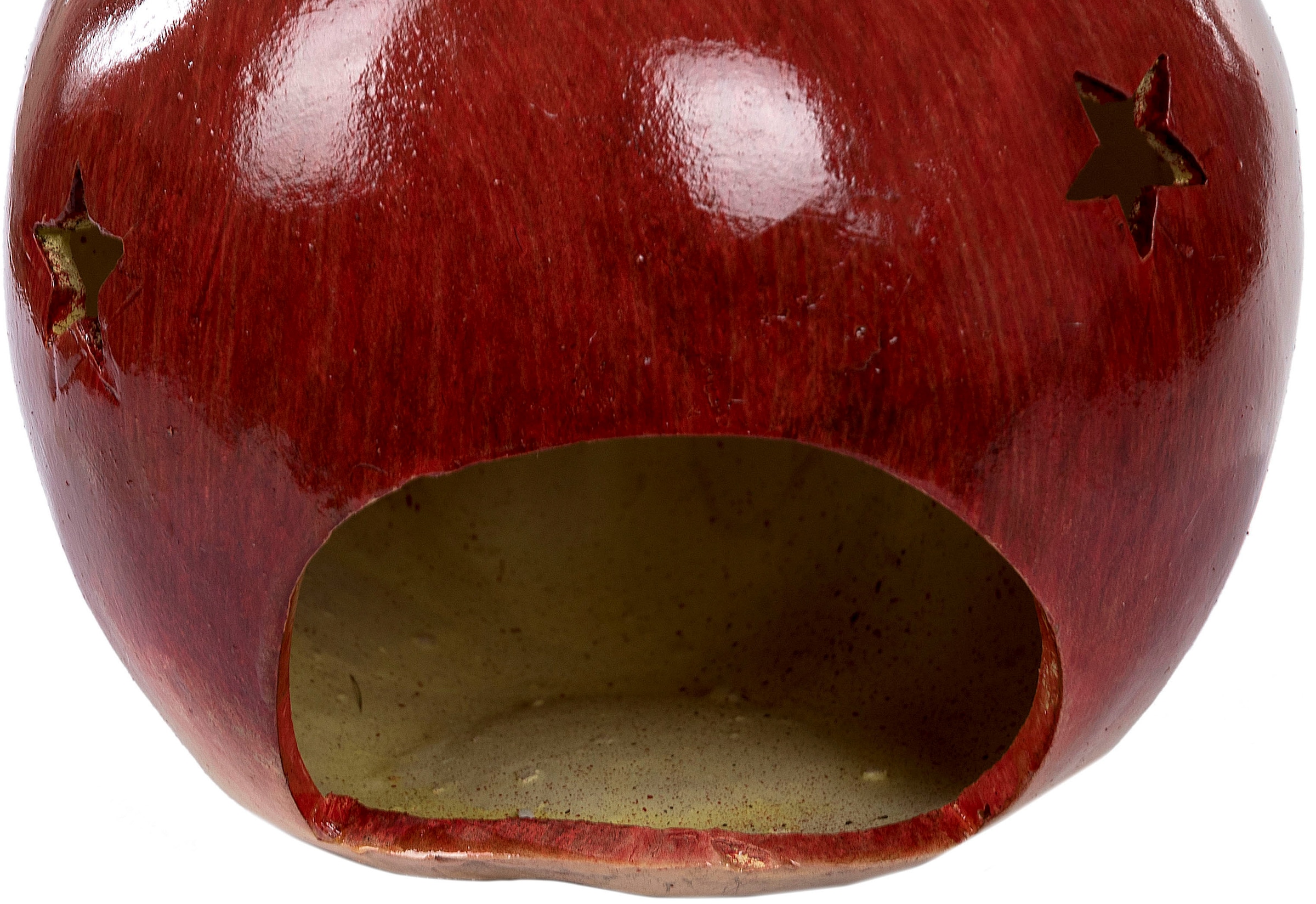 Myflair Möbel & Accessoires Kerzenhalter »Apfel-Windlicht mit sternförmigen Cut-Outs«, (Set, 2 St.), Teelichthalter, Weihnachtsdeko aus Keramik