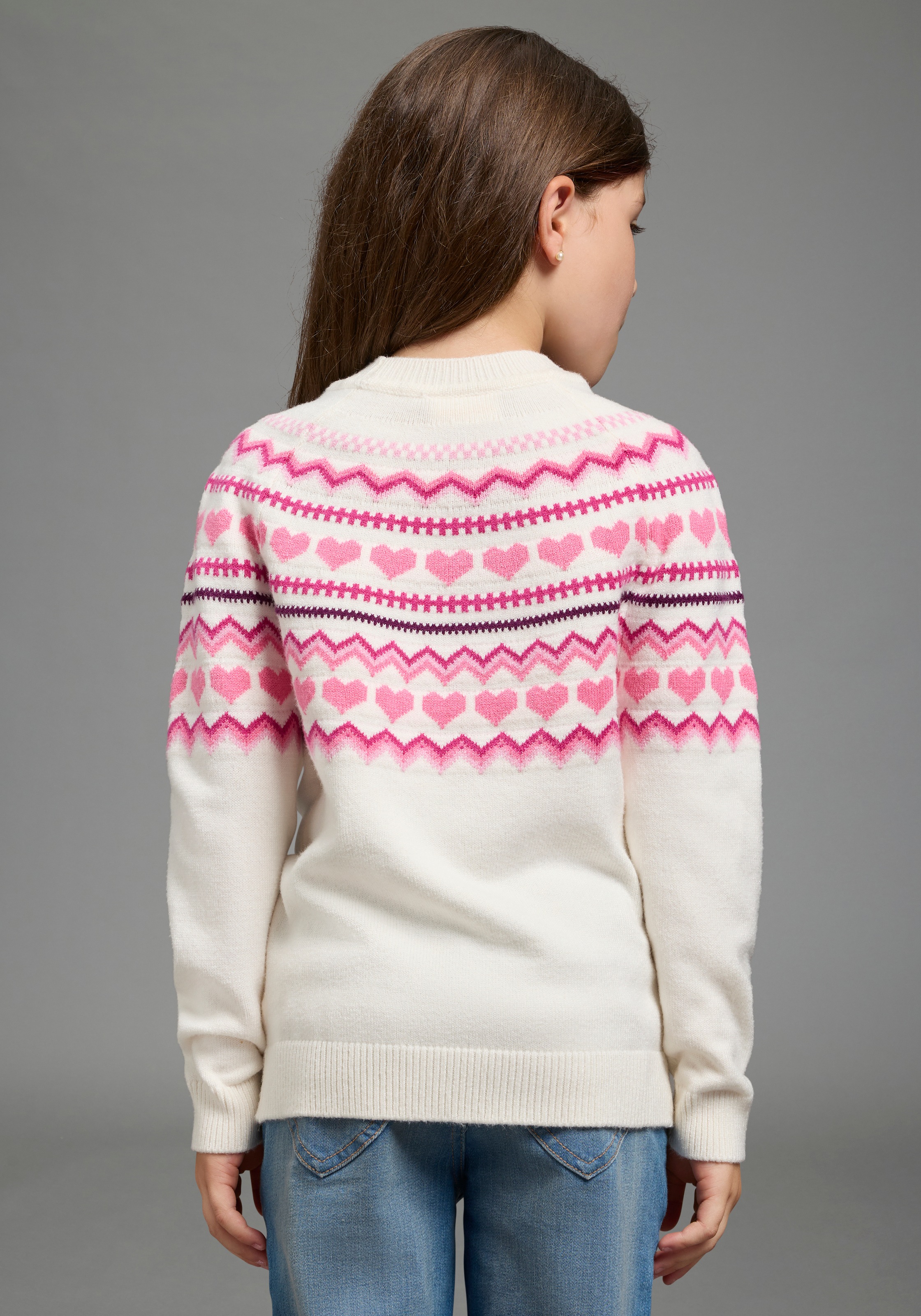 Scout Strickpullover »Jaccquard Pullover - Herzendesign - NEU von SCOUT« Langarm, elastisches Strickmaterial