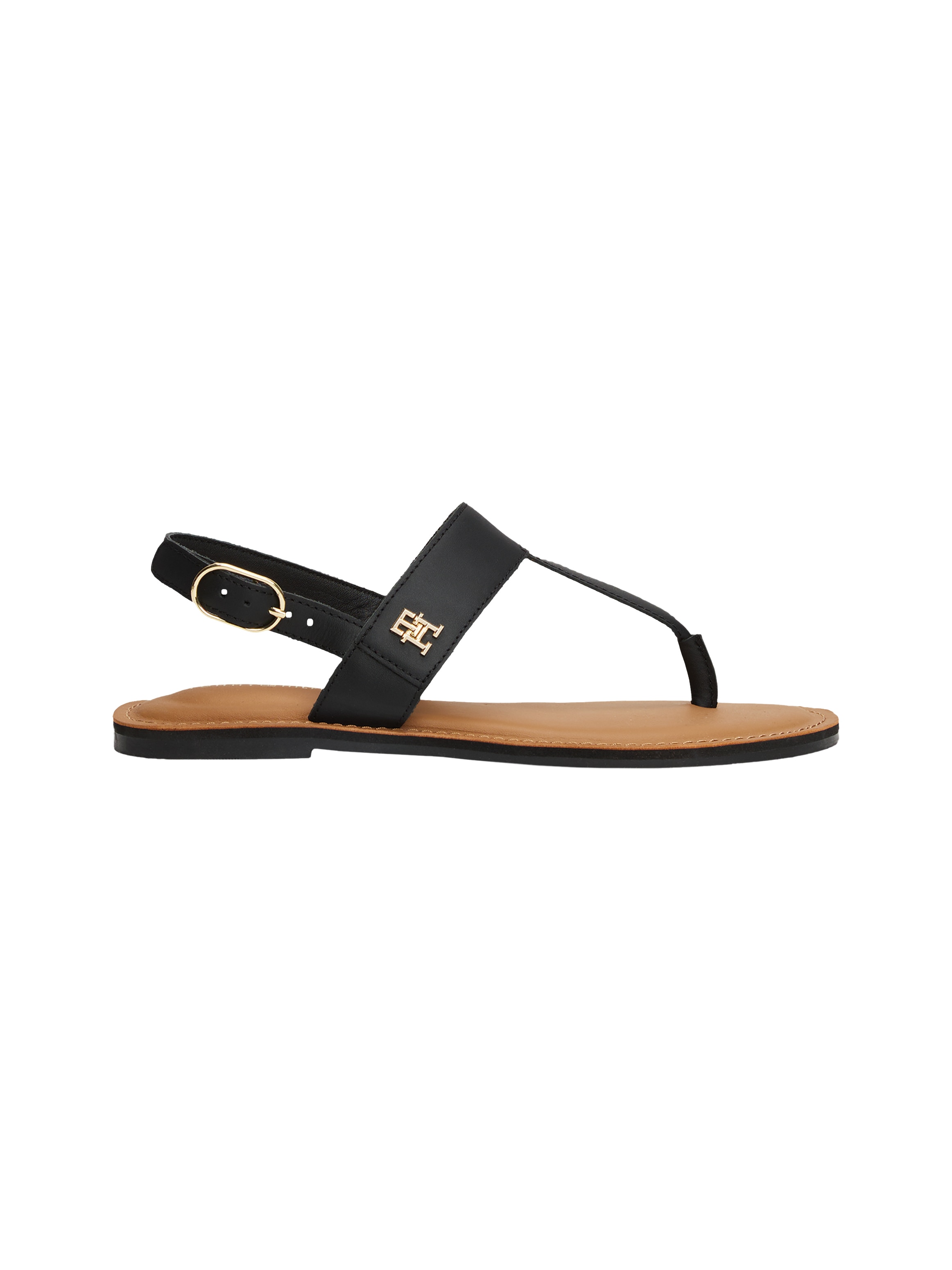 Tommy Hilfiger Riemchensandale »LEATHER THONG SANDAL«, Sandalette, Sommerschuh, Flats mit Zehensteg