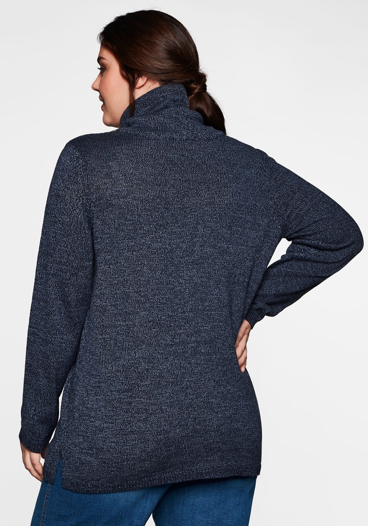 Sheego Rollkragenpullover »Pullover mit weitem Kragen, in melierter Optik«, mit weitem Kragen, in melierter Optik