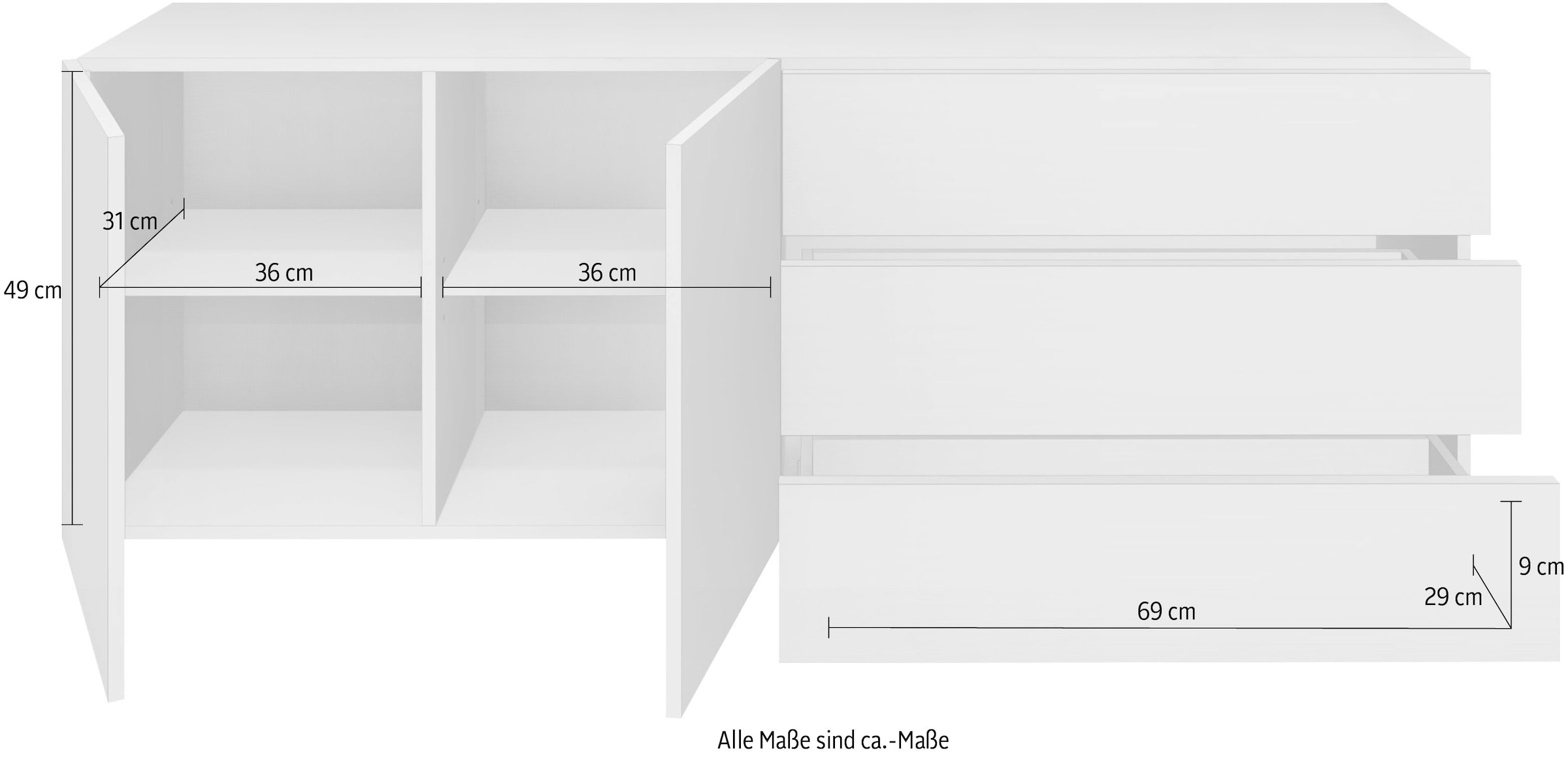 borchardt Möbel Lowboard »Vaasa«, cm, 152 kaufen hängend Breite Raten nur auf