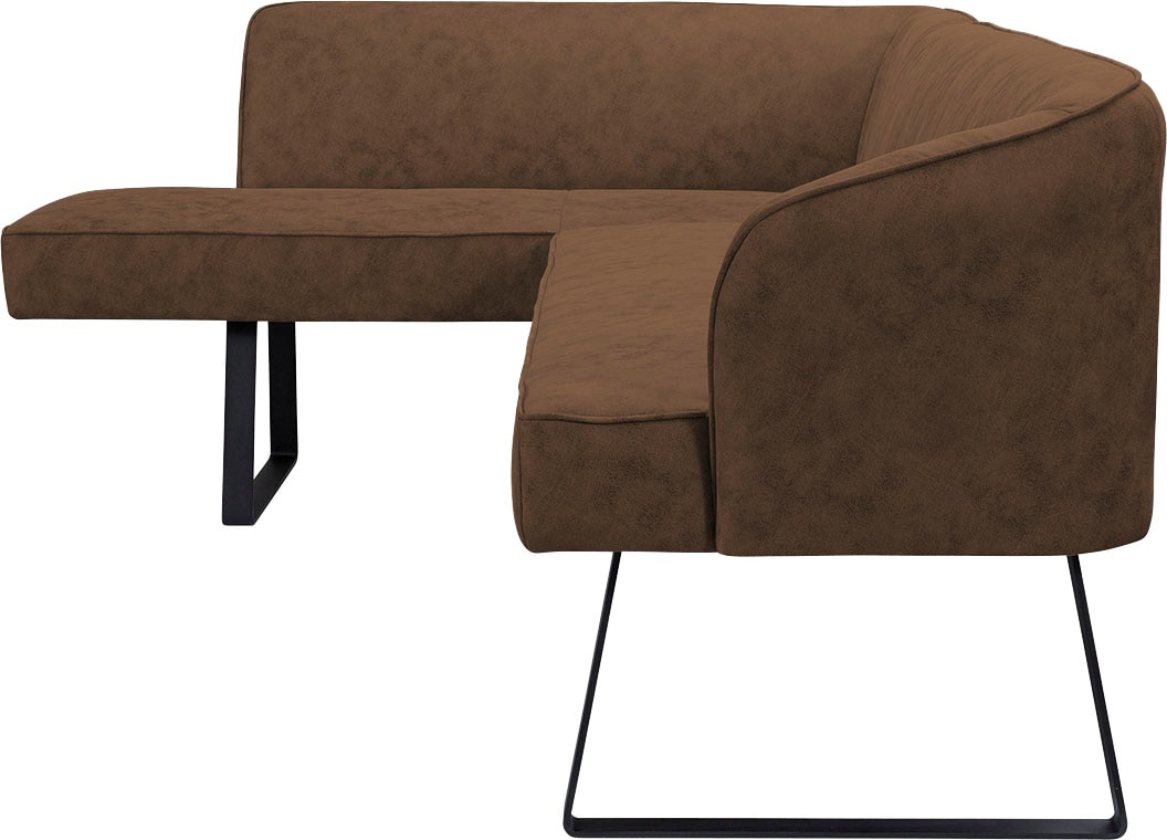 exxpo - sofa fashion Eckbank »Americano«, mit Keder und Metallfüßen, Bezug in verschiedenen Qualitäten
