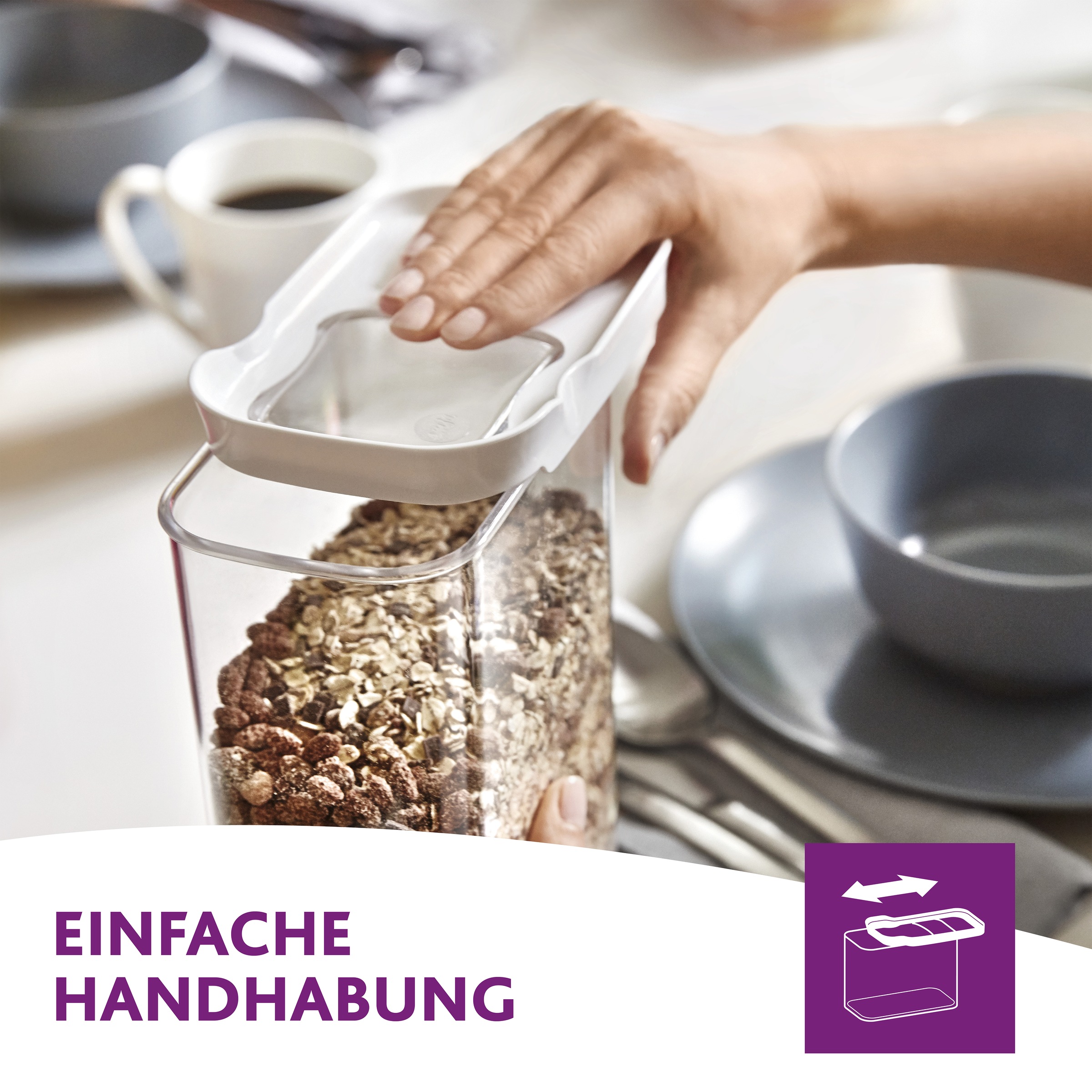 Emsa Vorratsdose »Optima«, (2 tlg.), 1,6 Liter, rechteckig, Schiebedeckel, frische Dichtung, Stapelränder