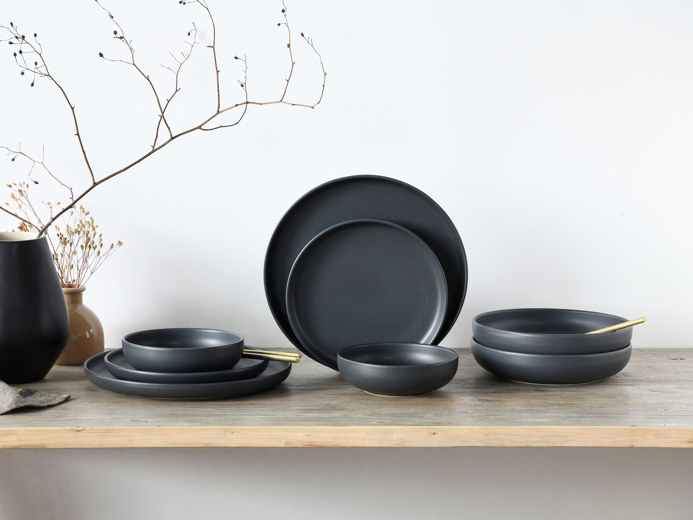 CreaTable Tafelservice »Uno«, (Set, 8 tlg.), seidenmatte Glasur