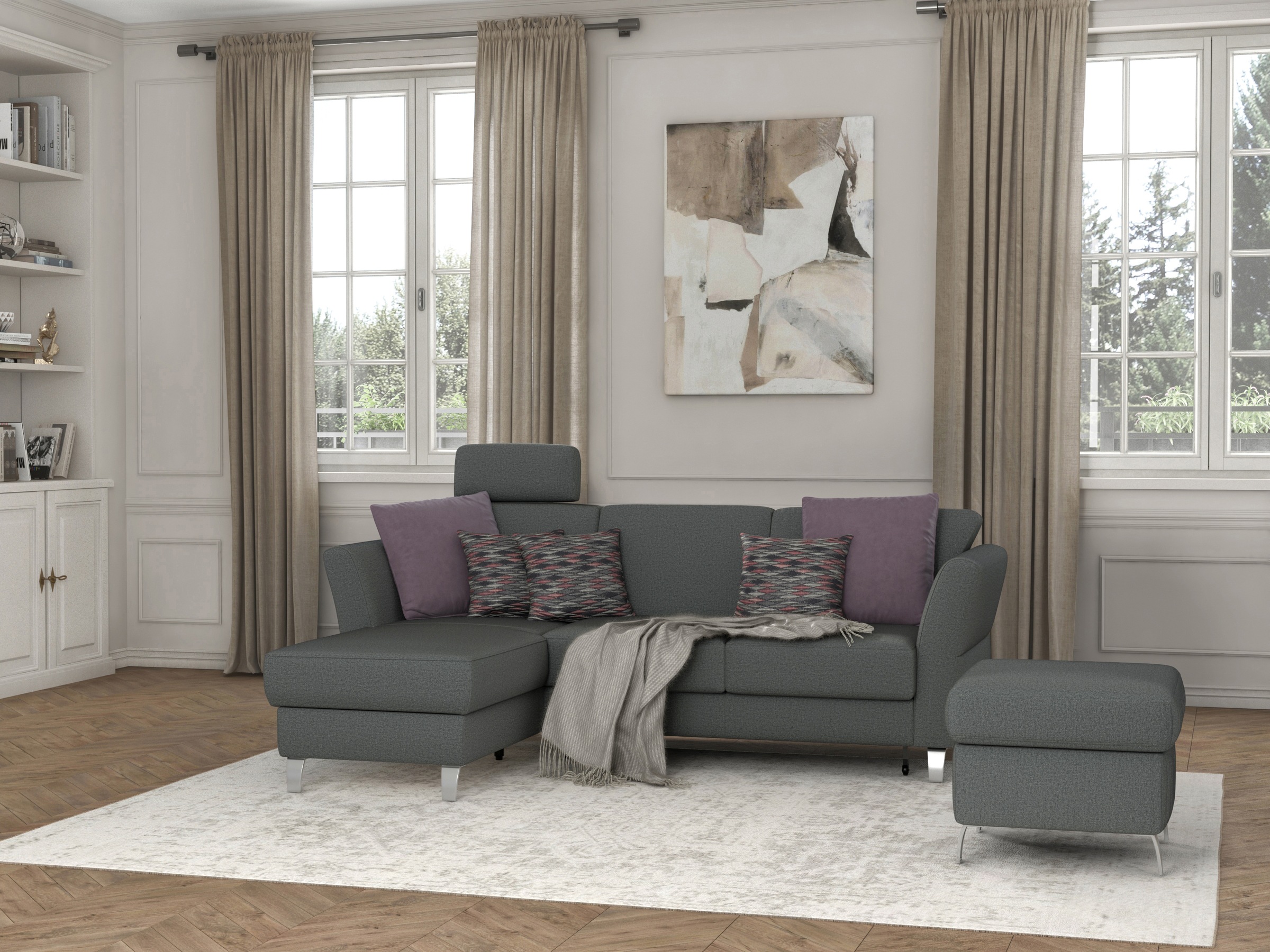 sit&more Ecksofa »Visby L-Form«, wahlweise mit Bettfunktion und Bettkasten, frei im Raum stellbar