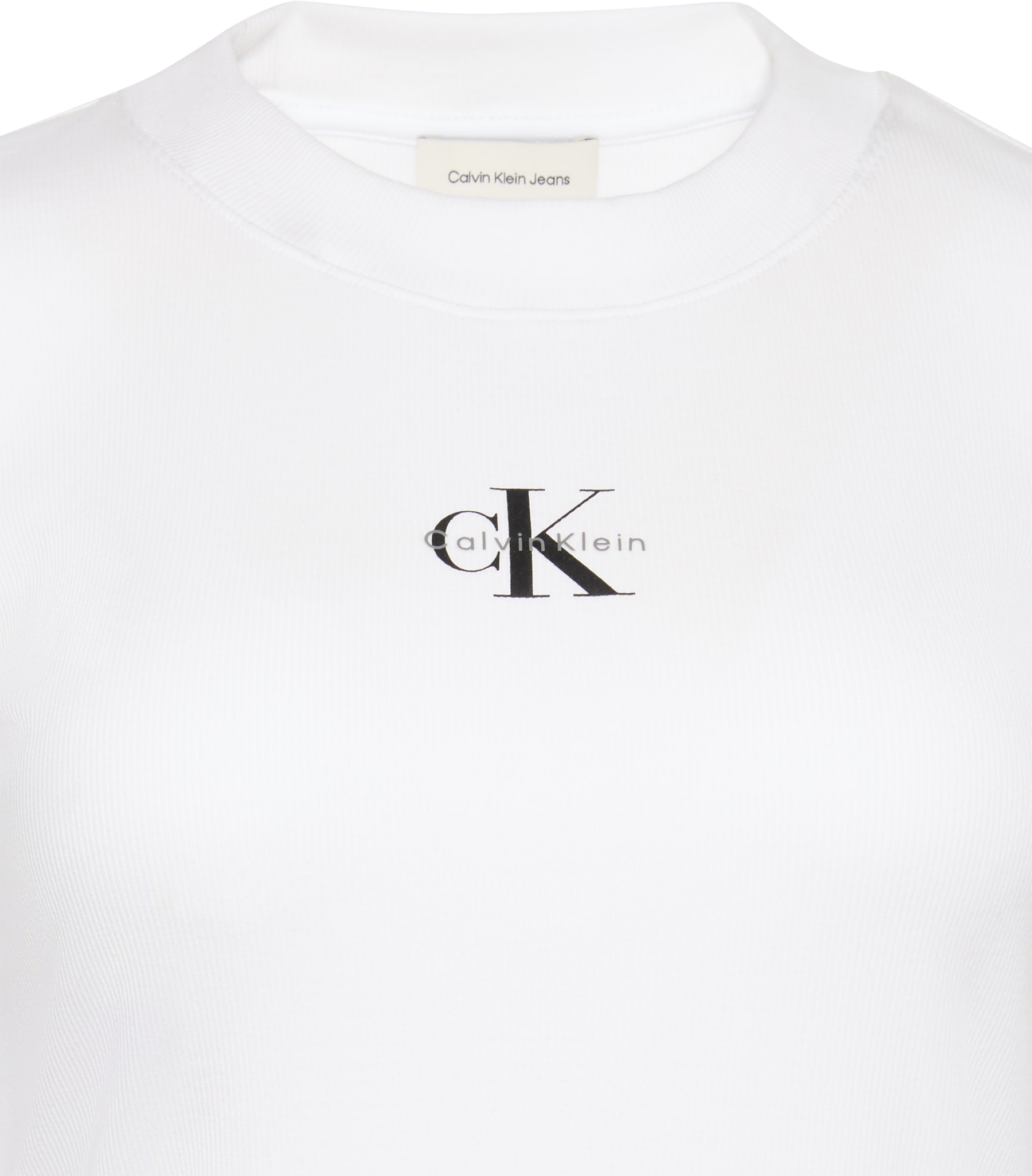 Calvin Klein Langarmshirt Rundhalsausschnitt, figurbetonte Passform, Logodruck