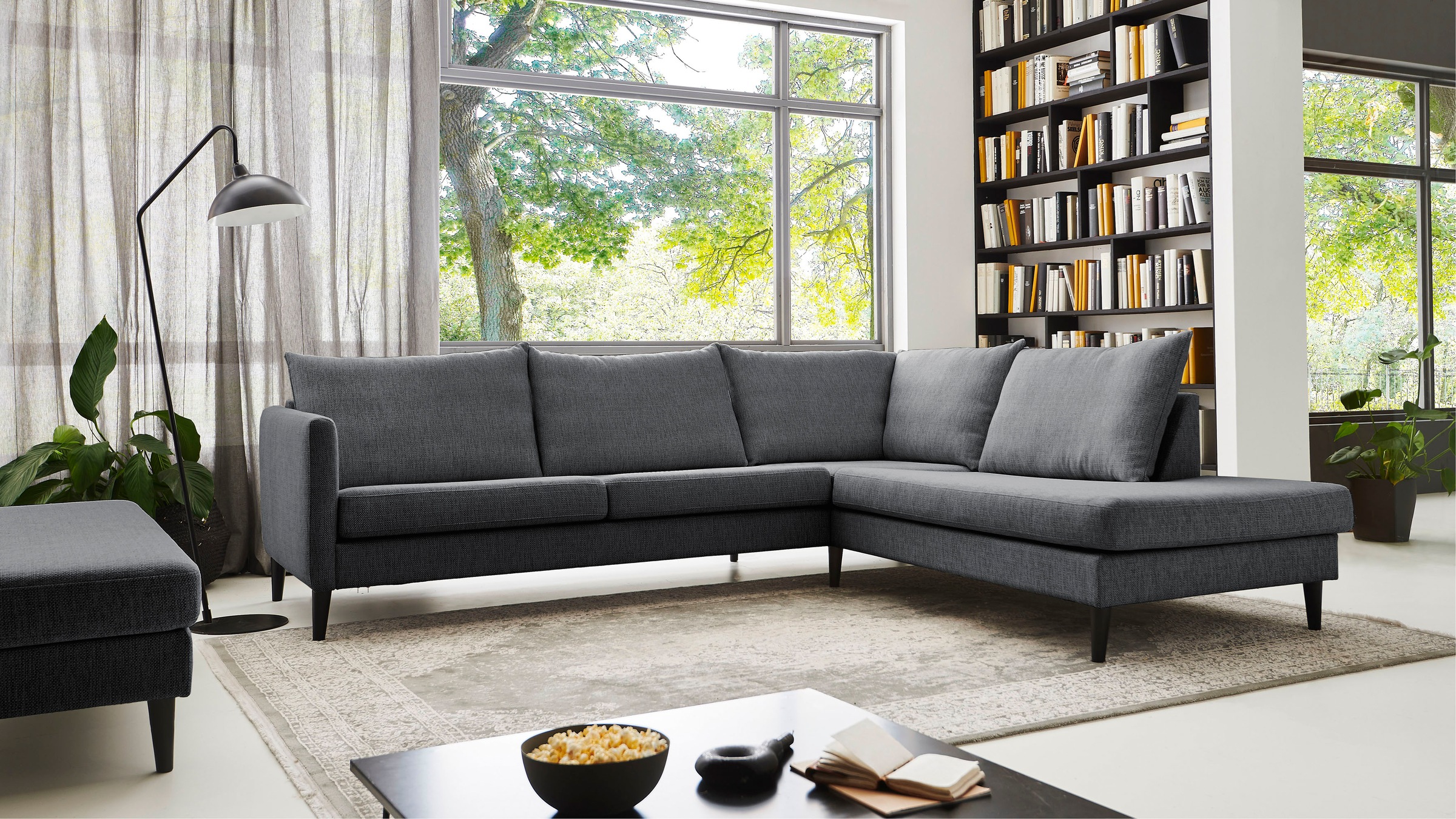 ATLANTIC home collection Ecksofa »Rekvik L-Form«, mit Wellenunterfederung, mit Massivholzfüßen