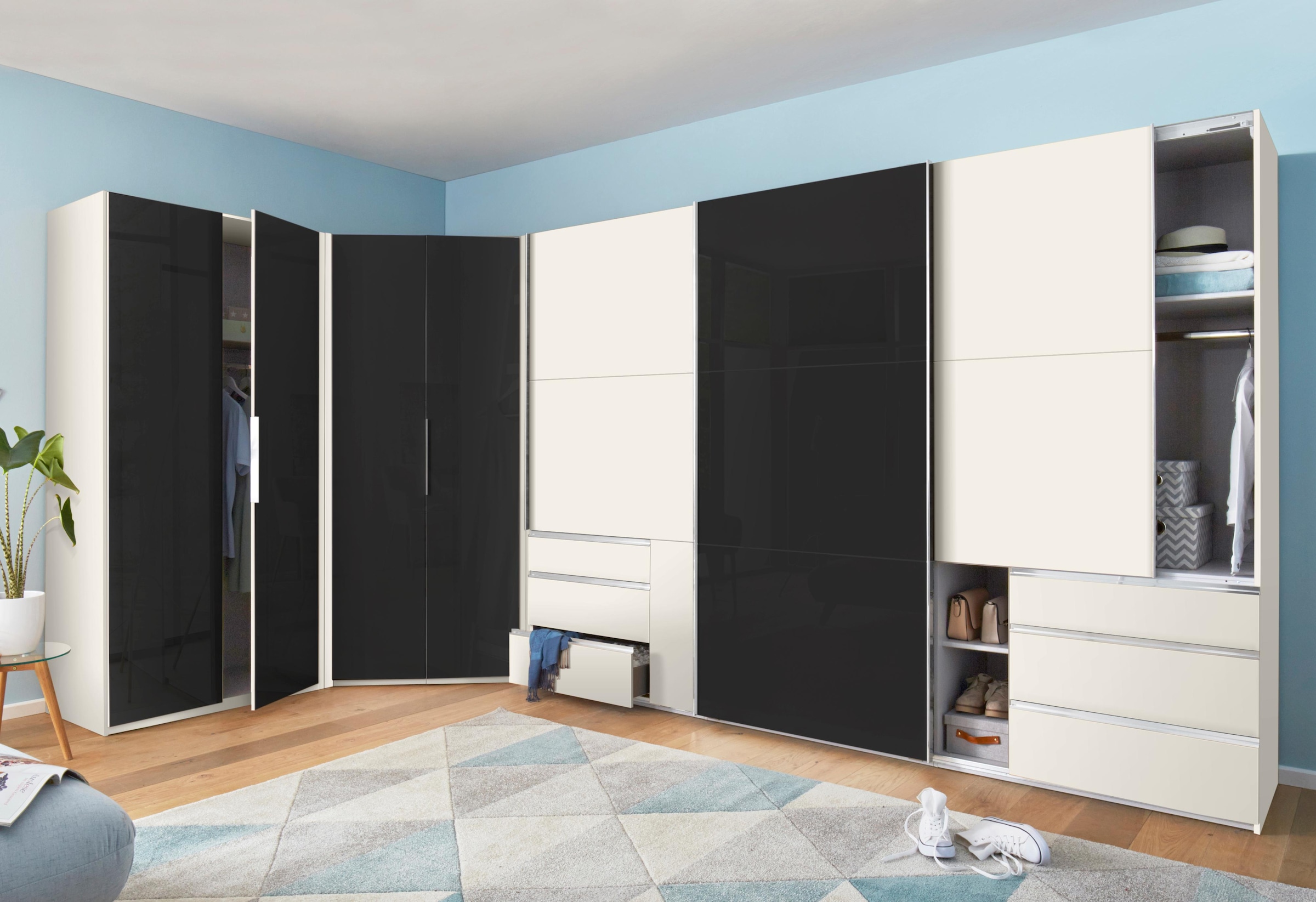 Wimex Kleiderschrank »Level by fresh to go« Türen vollflächig mit farbigem Glas