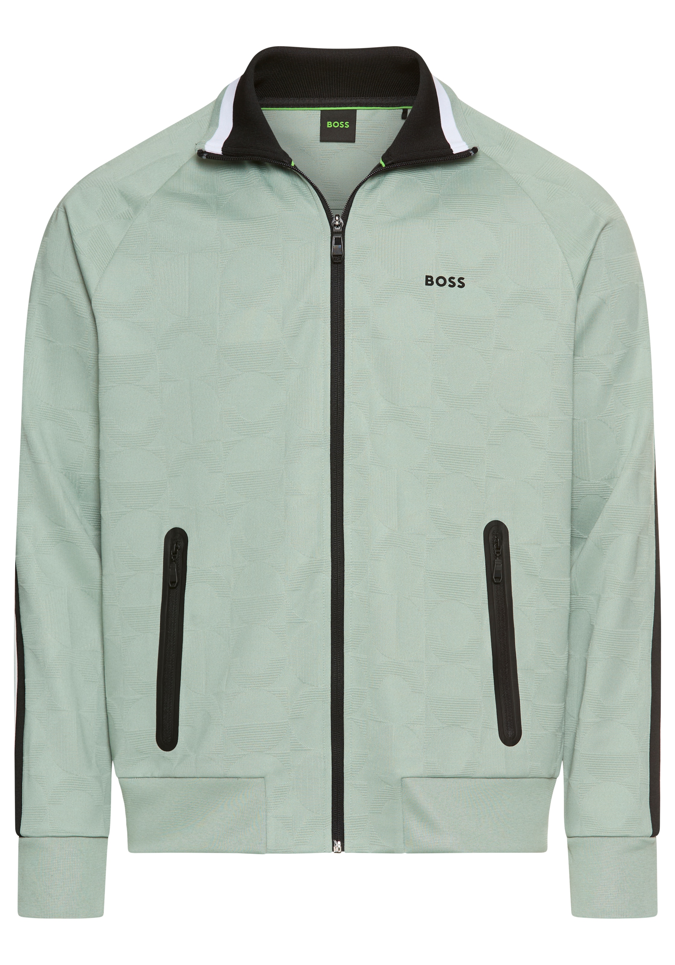 BOSS GREEN Sweatjacke »Skarley Strip«, mit dezentem Muster