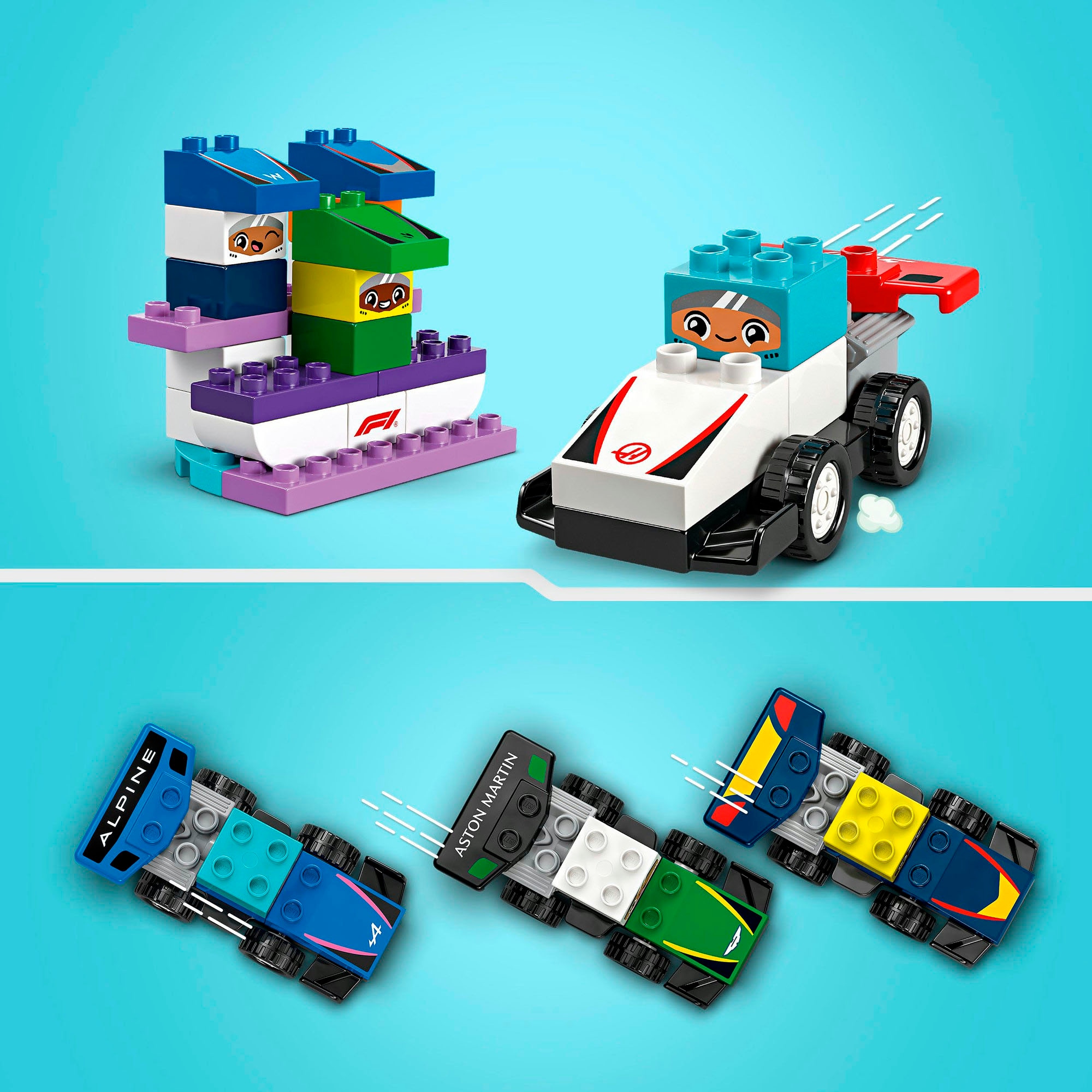 LEGO® Konstruktionsspielsteine »F1® Team Rennautos mit Rennfahrern (10445), LEGO DUPLO Town«, (70 St.), Made in Europe