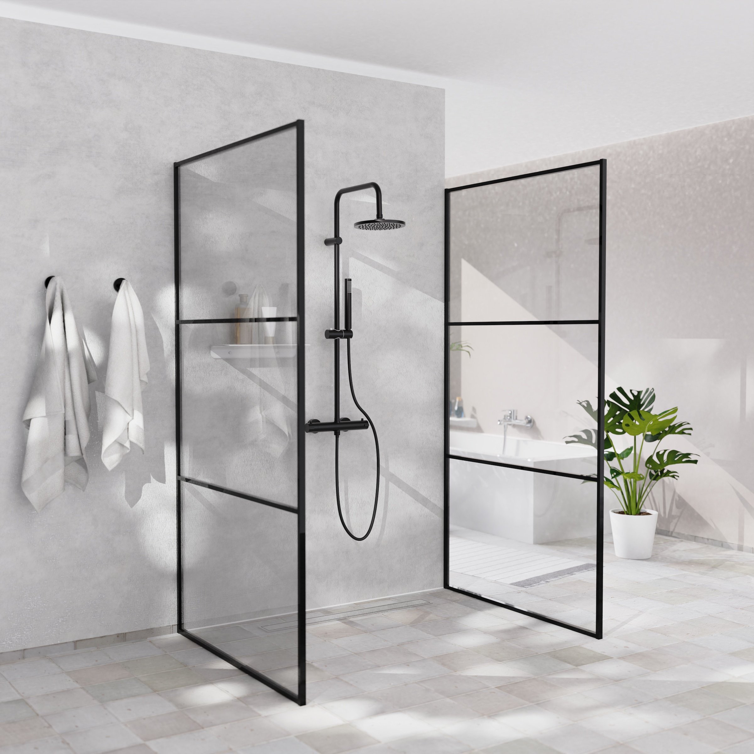 welltime Brausegarnitur »Porto« Duschsystem inkl. Thermostat mit Sicherheitssperre bei 38 °C., 