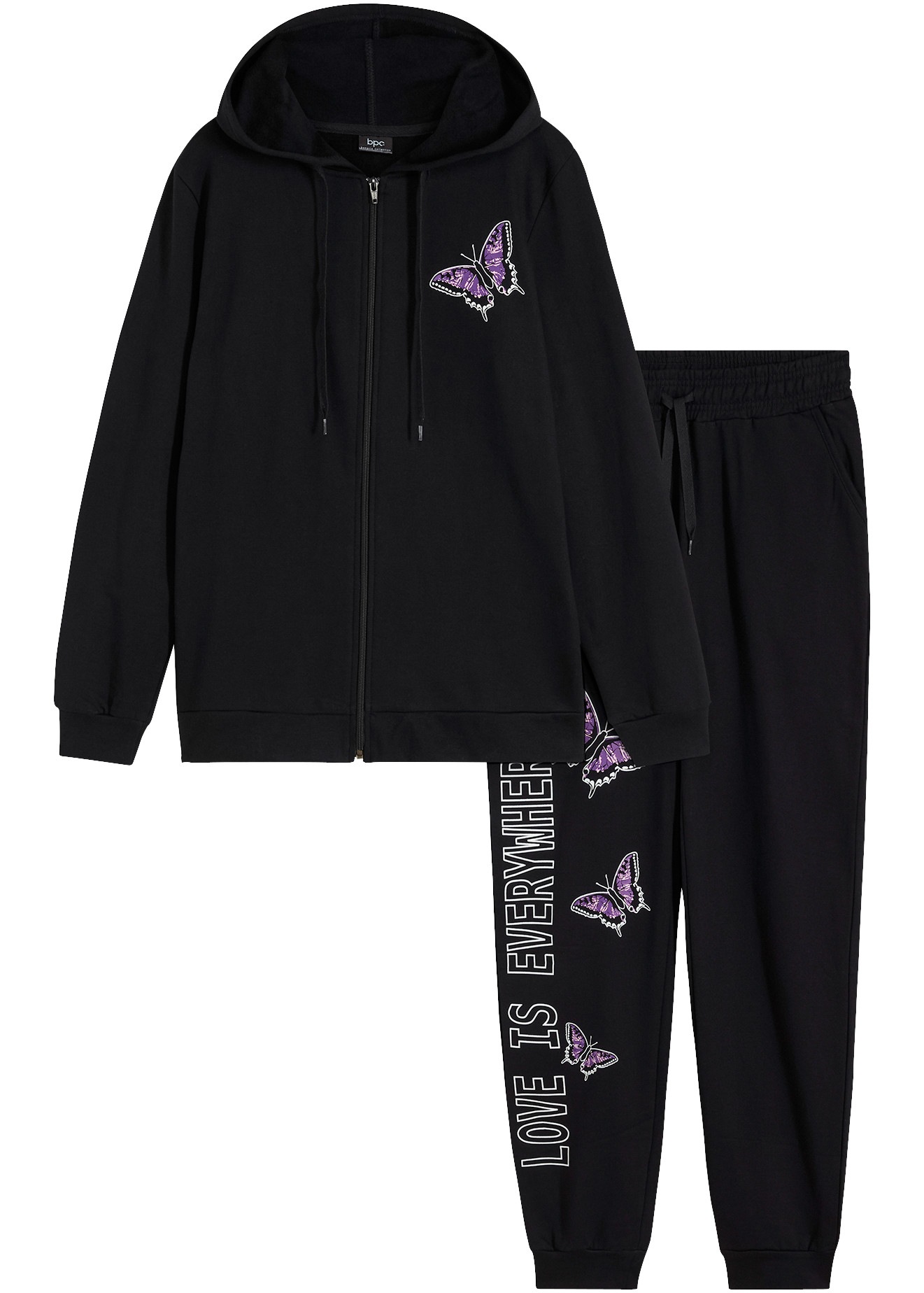 bonprix Hausanzug Set,  aus Baumwolle, Loose Fit, mit Bindeband, im Casual-Stil