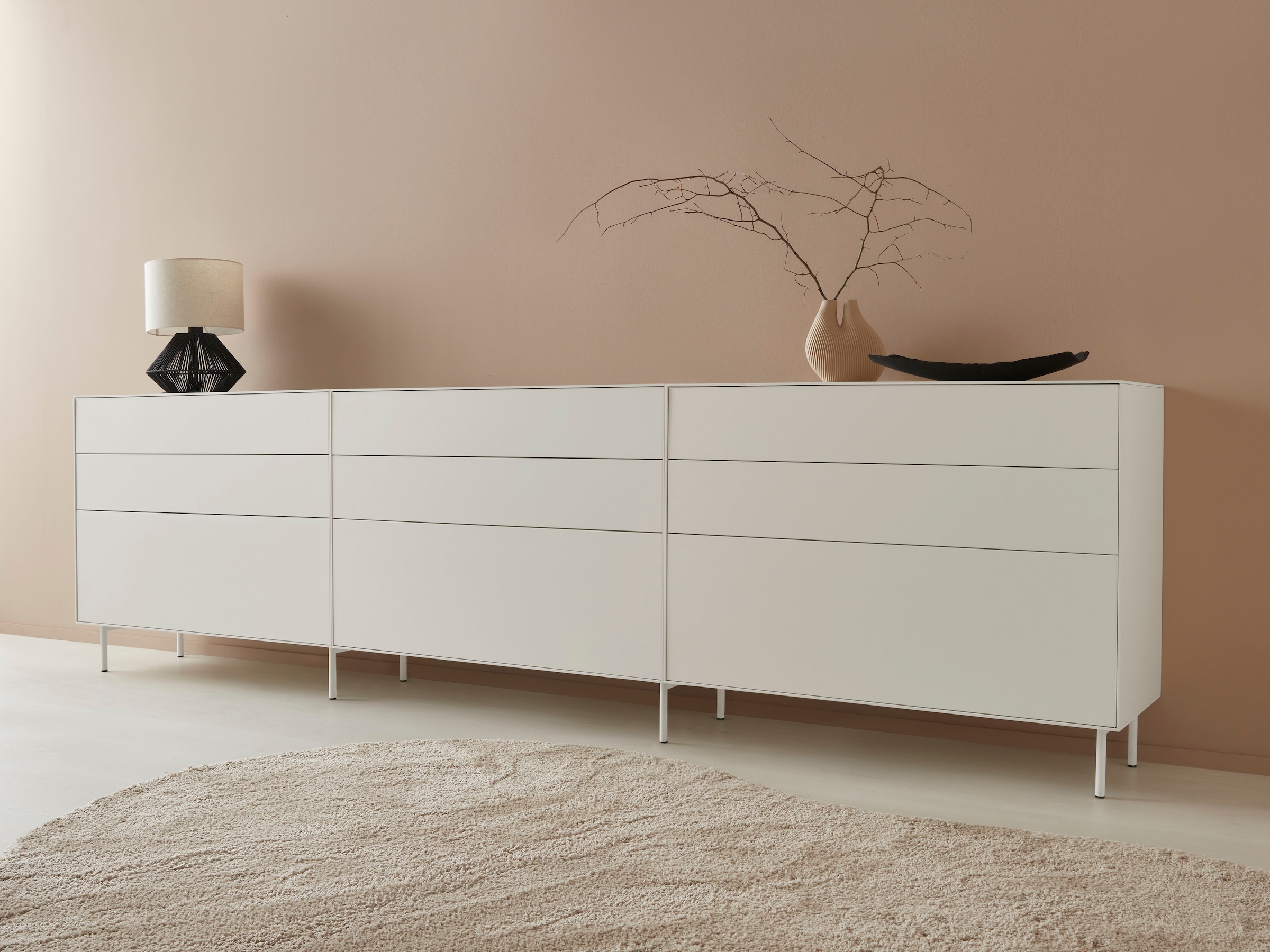 Sideboard »Essentials«, (3 St.), Breite: 335cm, MDF lackiert, Push-to-open-Funktion