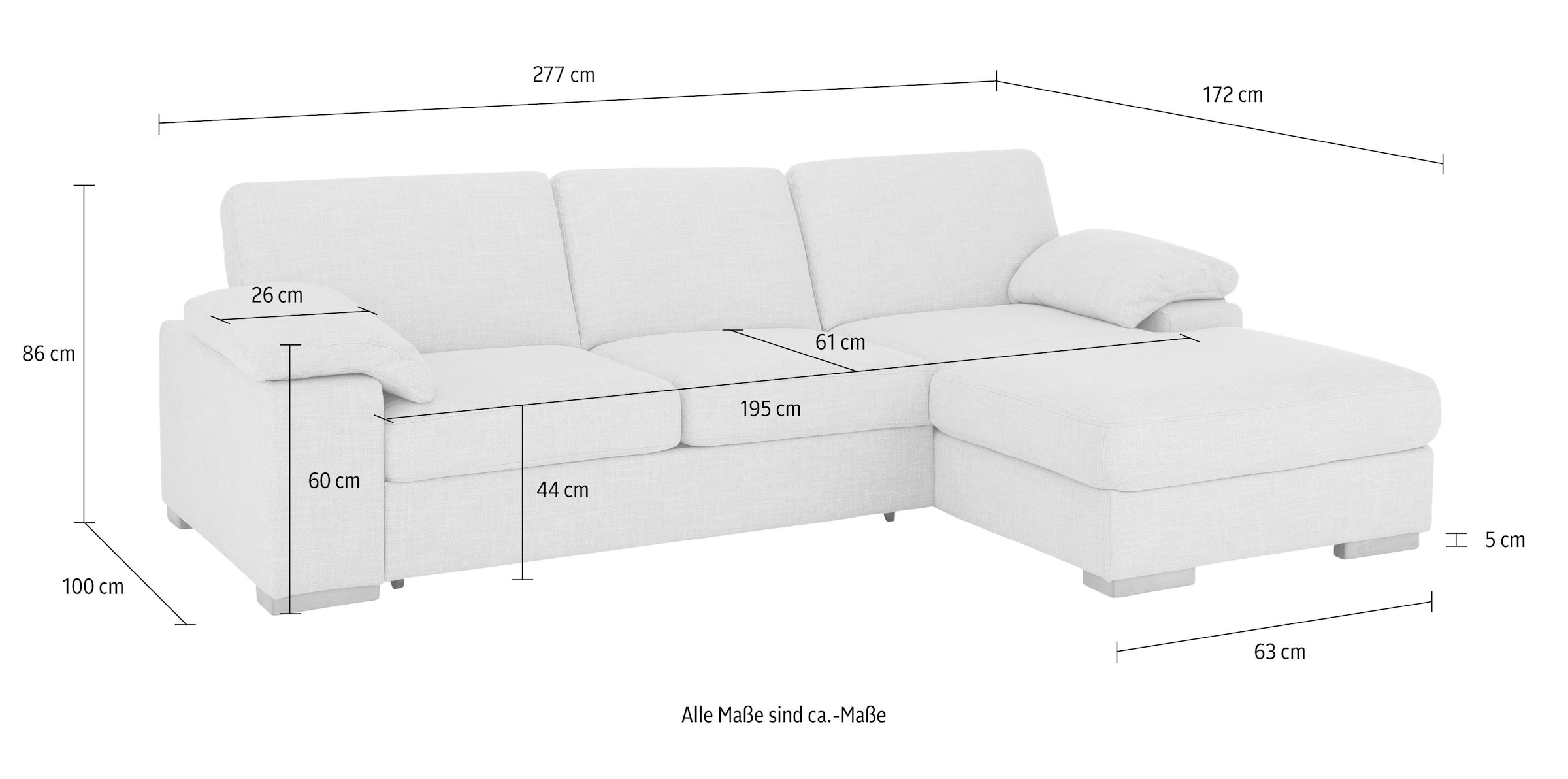 Home affaire Ecksofa »Ventura L-Form«, wahlweise mit Bettfunktion und Bettfunktion/Bettkasten