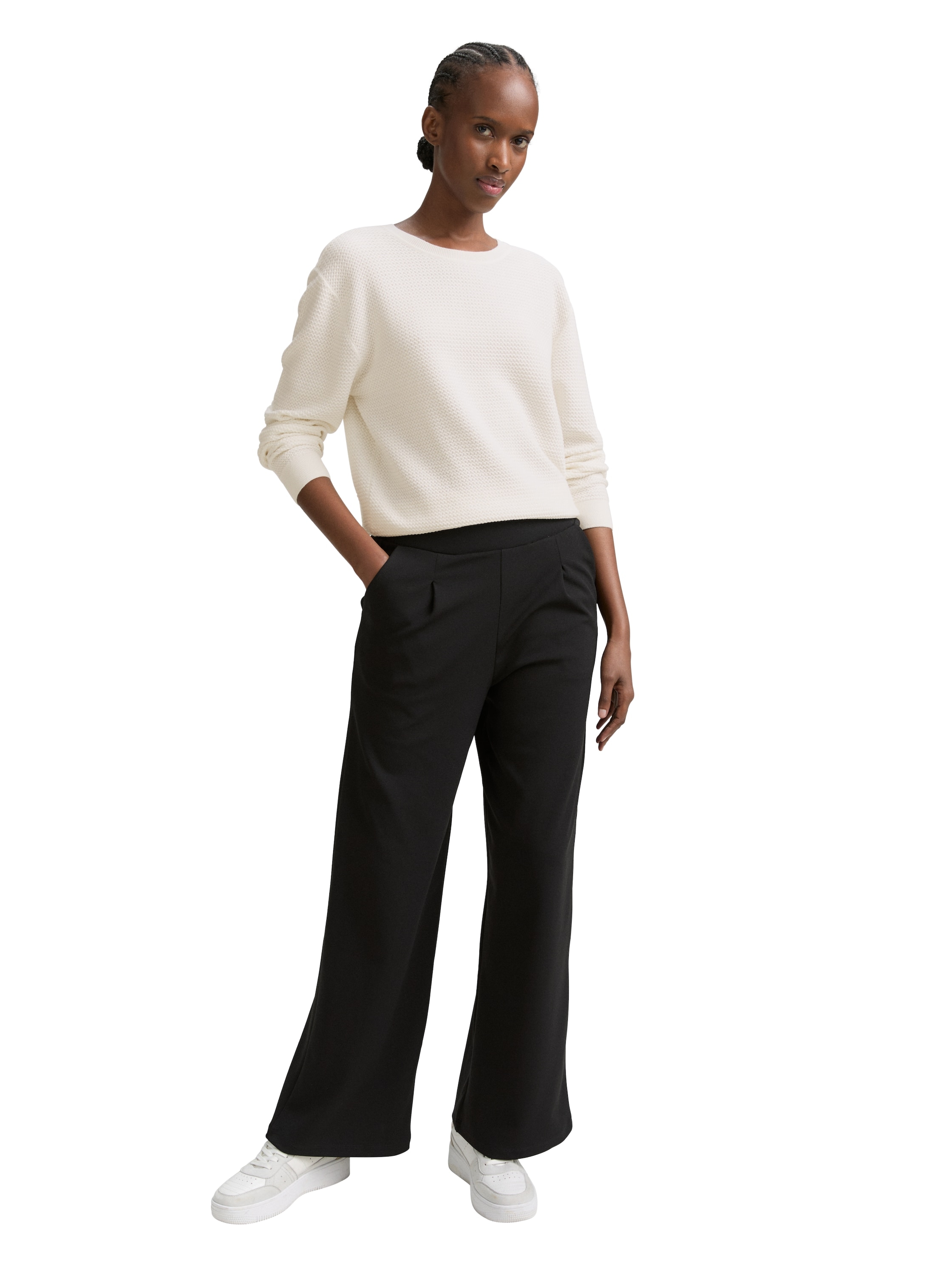 TOM TAILOR Denim Strickpullover mit Rippbündchen