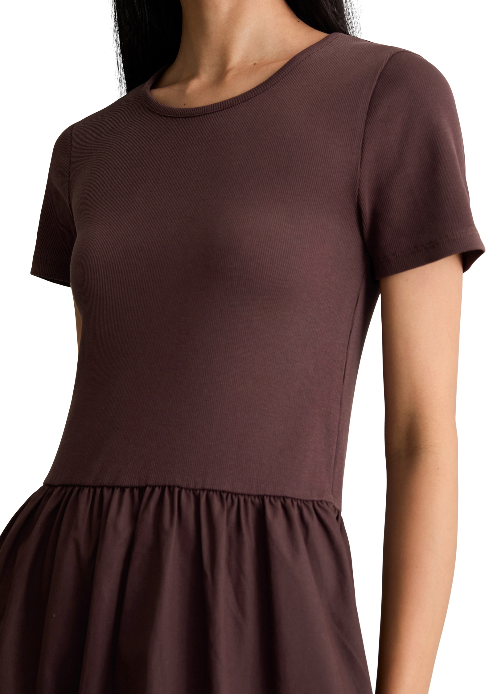 Marc O'Polo DENIM Jerseykleid Seitennahttaschen flared mit Baumwoll-Popelinerock