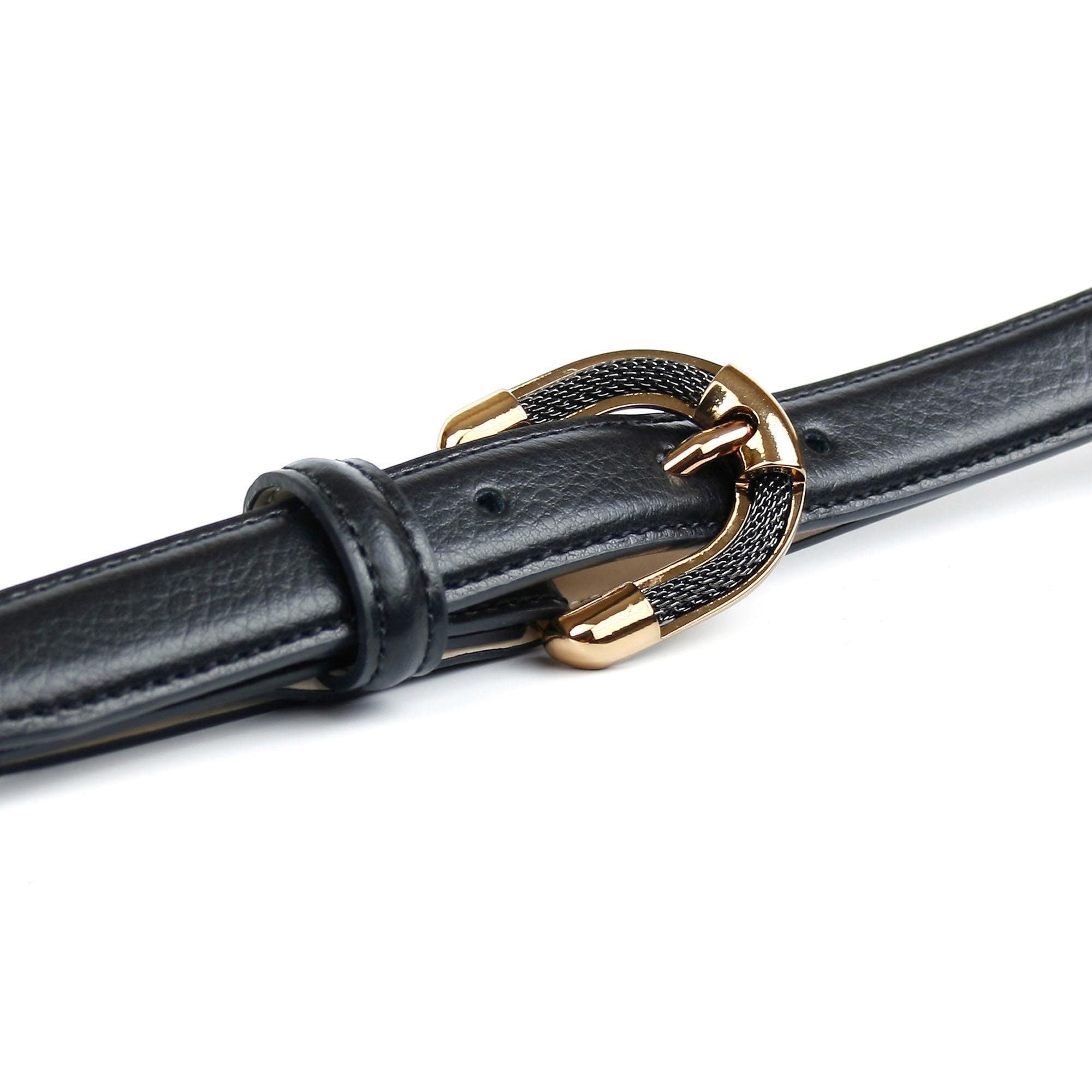 Anthoni Crown Ledergürtel in schmaler Form, Schließe in Bicolor-Optik