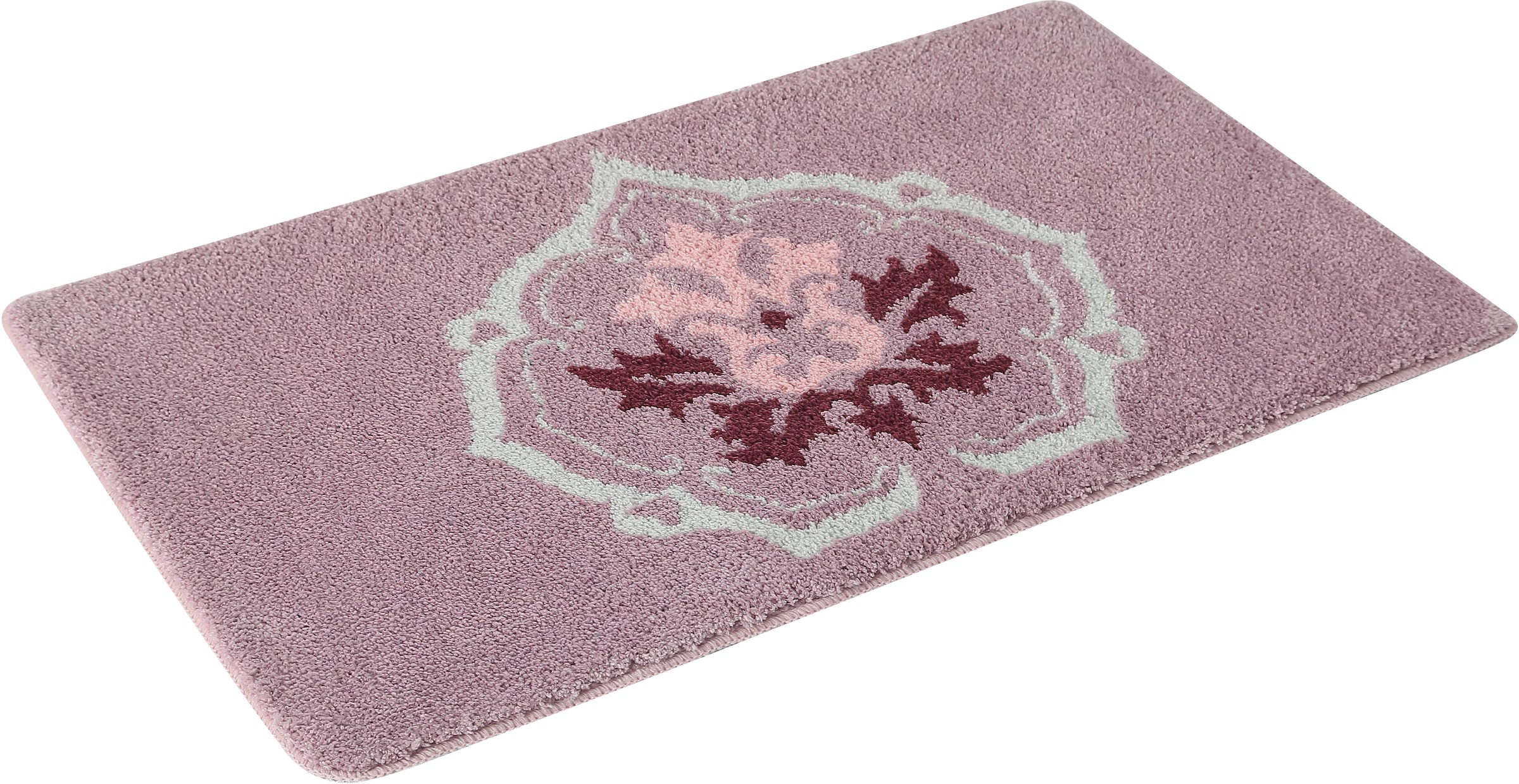 Home affaire Badematte »Cremona«, rutschhemmend beschichtet, fußbodenheizungsgeeignet-strapazierfähig-schnell trocknend, Blumen-Muster, Badteppich, Badematten auch als 3 teiliges Set & rund