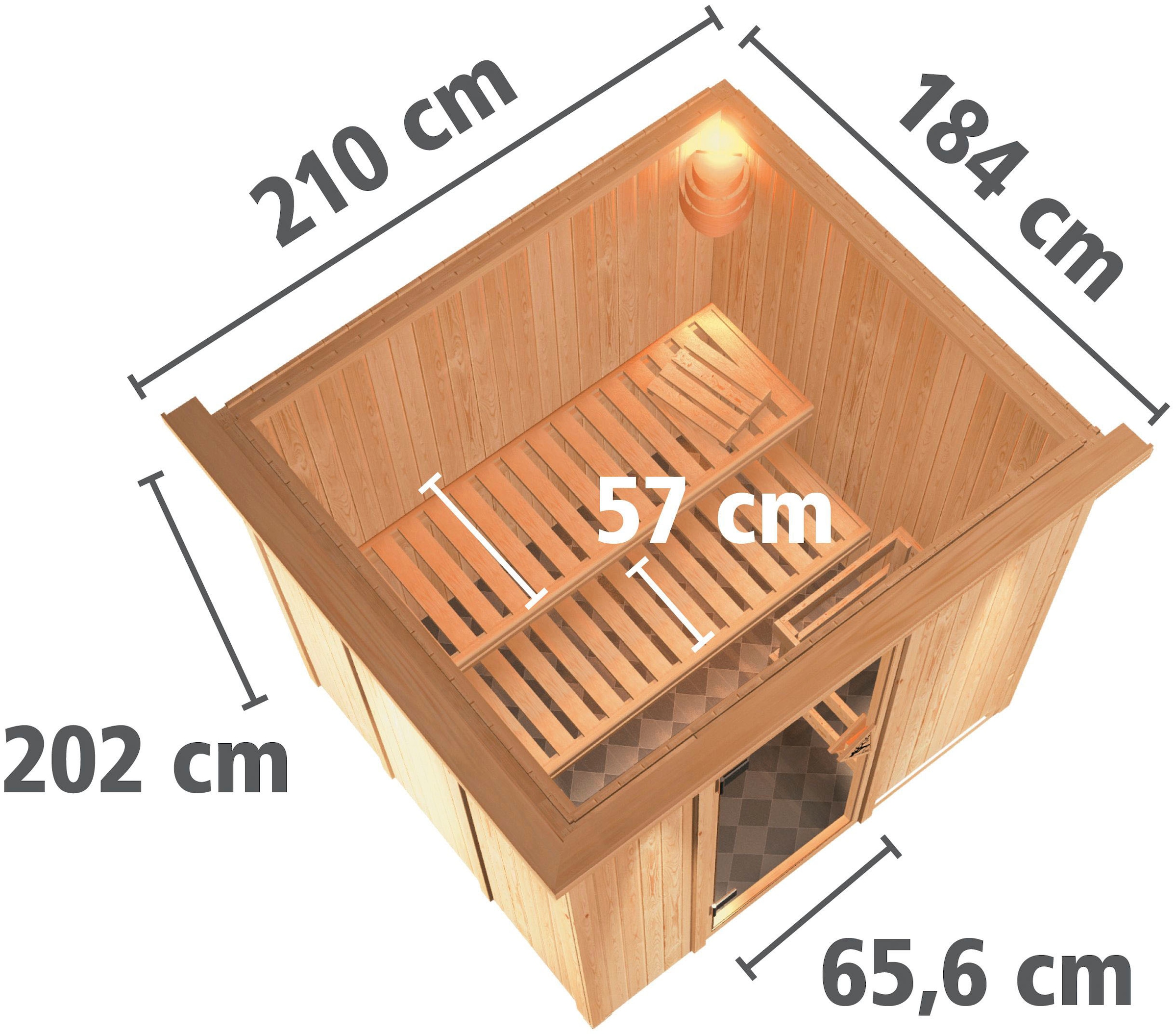 Karibu Sauna »Sodin« Set,  Ofen 9 kW Bio externe Strg easy