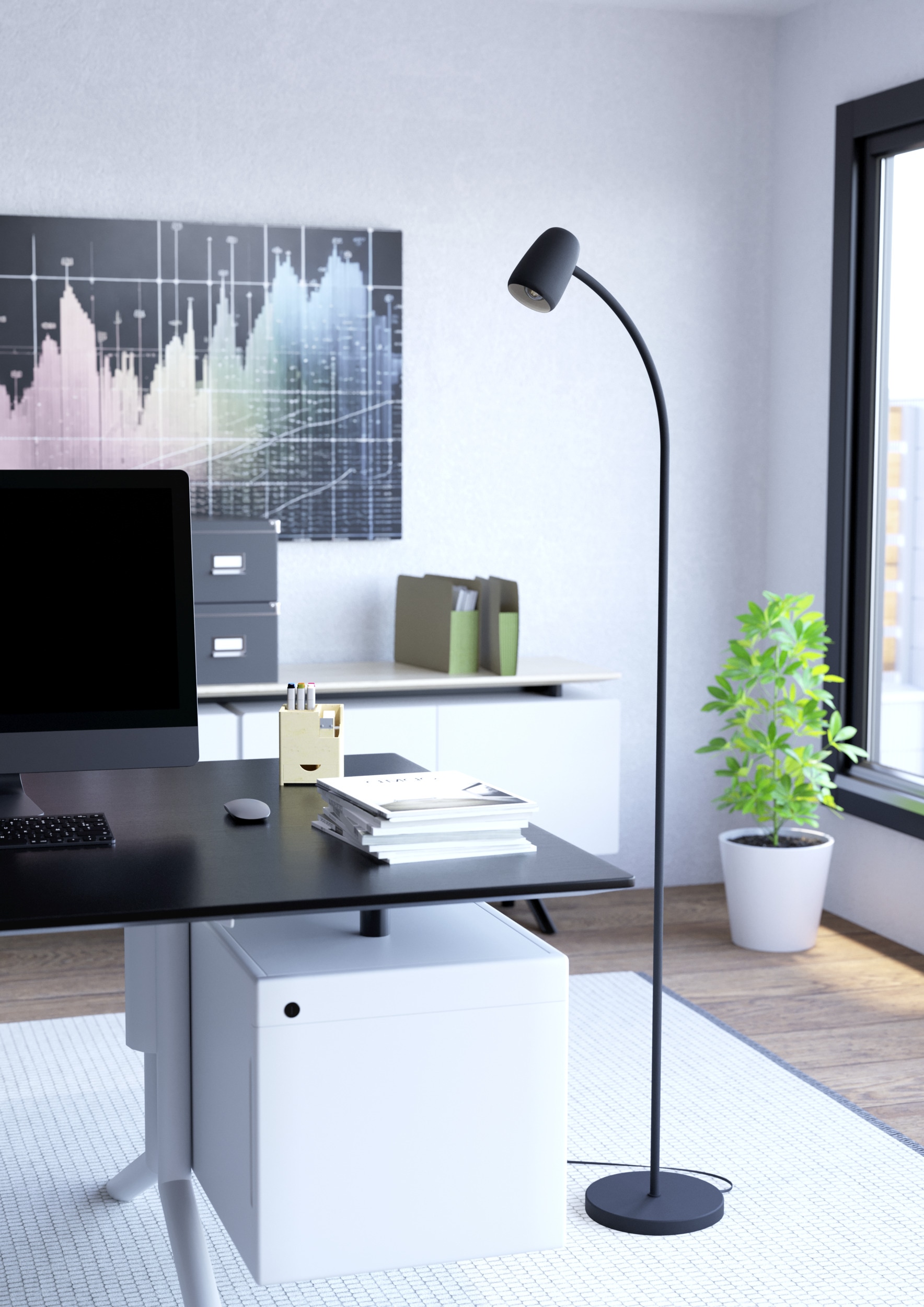 EGLO Stehlampe »CARLO Stehlampe - Stahl - E14 - 1X18W - IP20« E14 1 Stk. Standlampe, 170 cm, Flexarm, schwenkbar, Leselampe, Wohnzimmerlampe